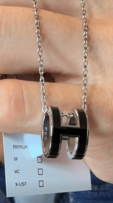 Hermes Hermes Mini Pop H Necklace Black