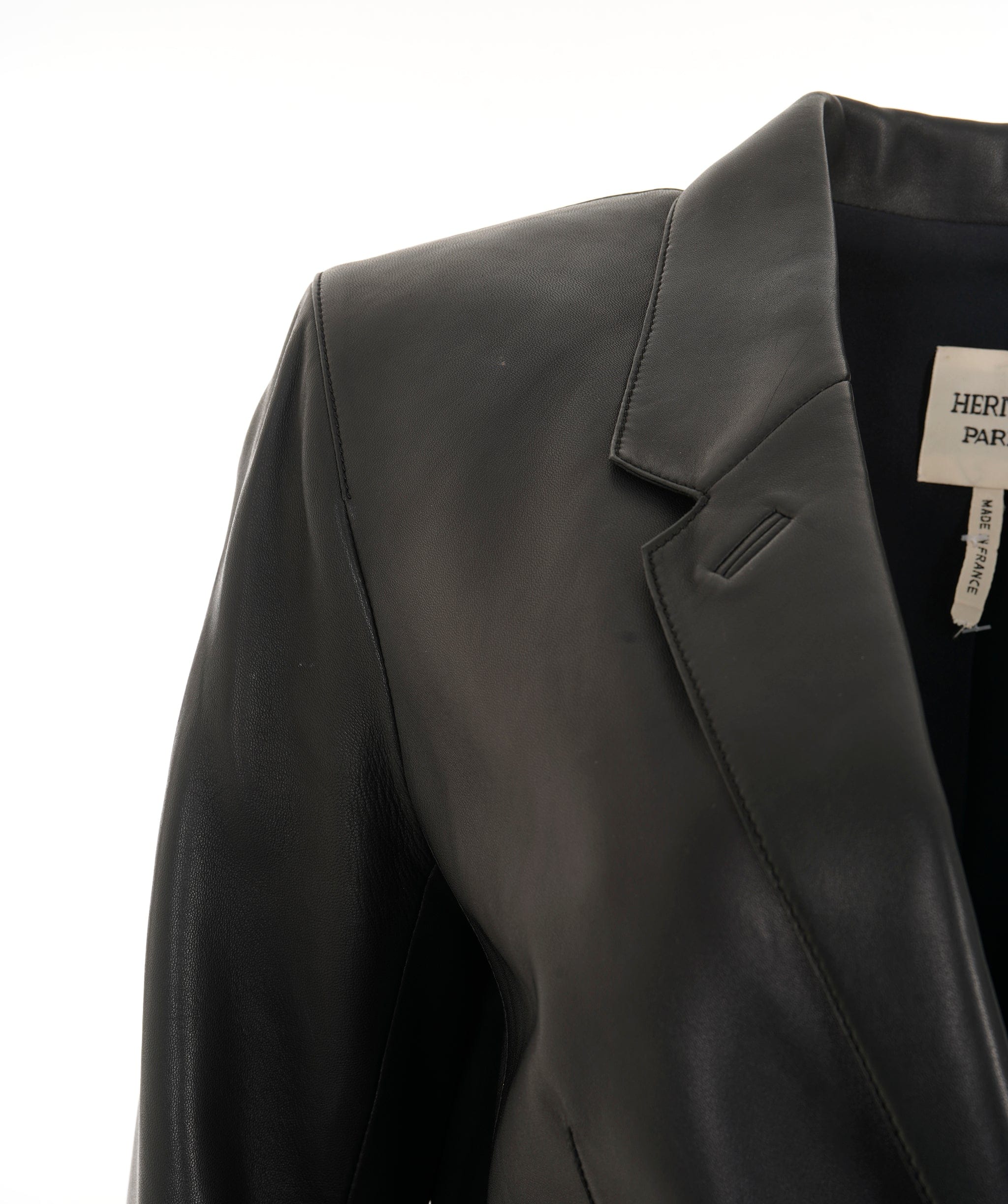Hermès Hermes Black Leather Blazer Style Jacket 38 DBXL0069
