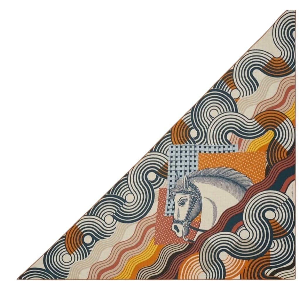 Hermes Hermes 140cm Cashmere/Silk Large Triangle Scarf - Cheval Vague - in Box