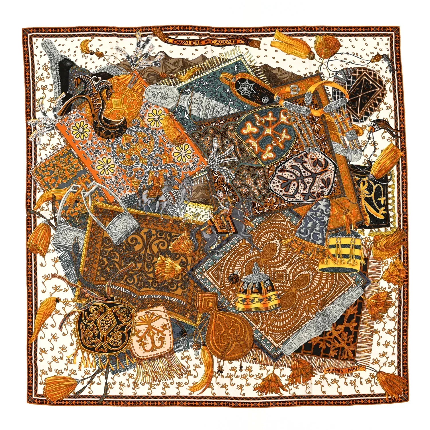 Hermes Hermes 140cm Cashmere/Silk Scarf - Cavaliers du Caucase - In Box