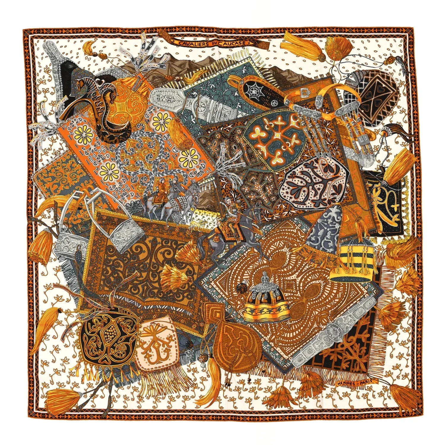 Hermes Hermes 140cm Cashmere/Silk Scarf - Cavaliers du Caucase - In Box
