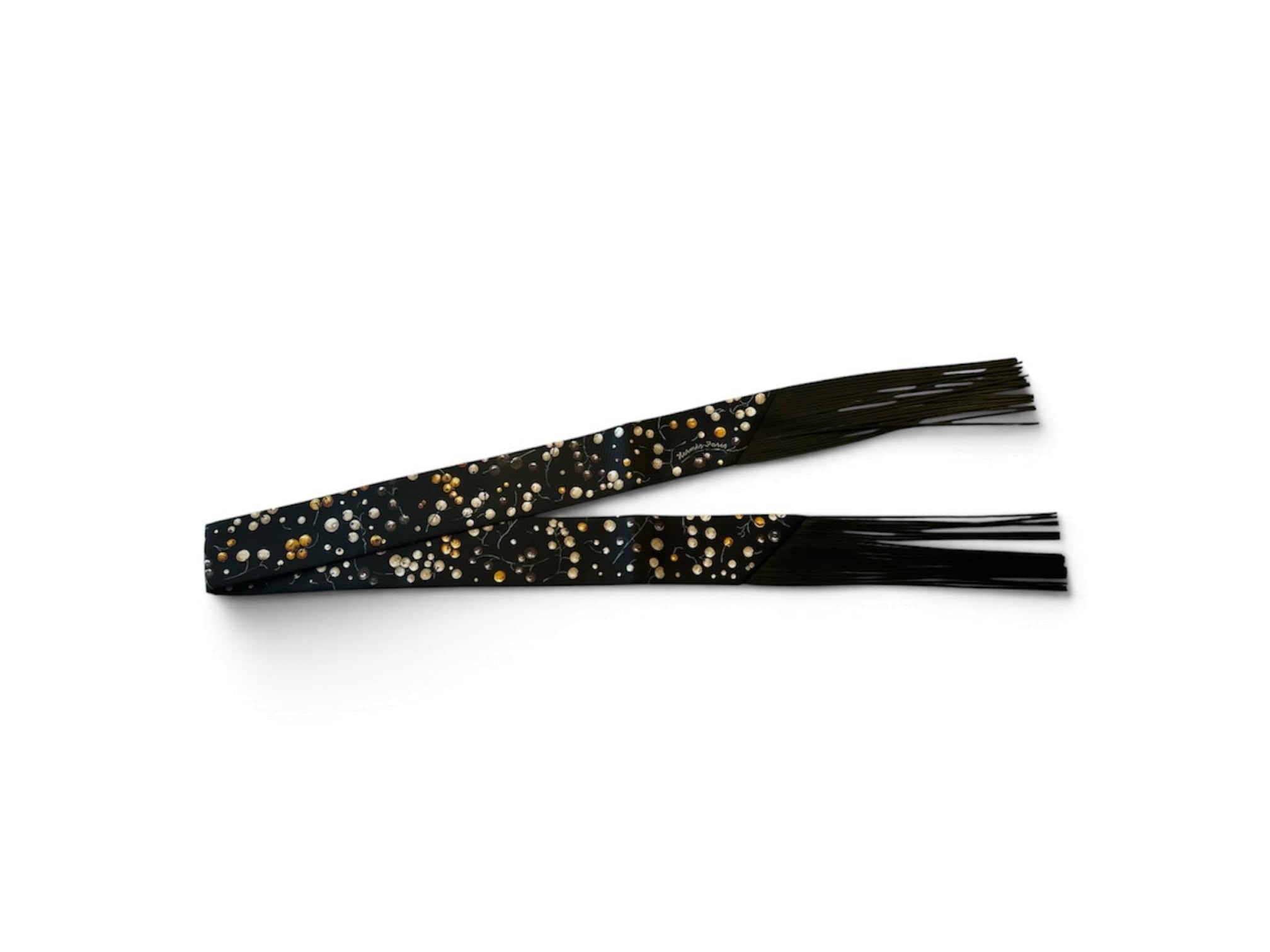 Hermes Hermes Black Leather Fringe Twilly - New in Box
