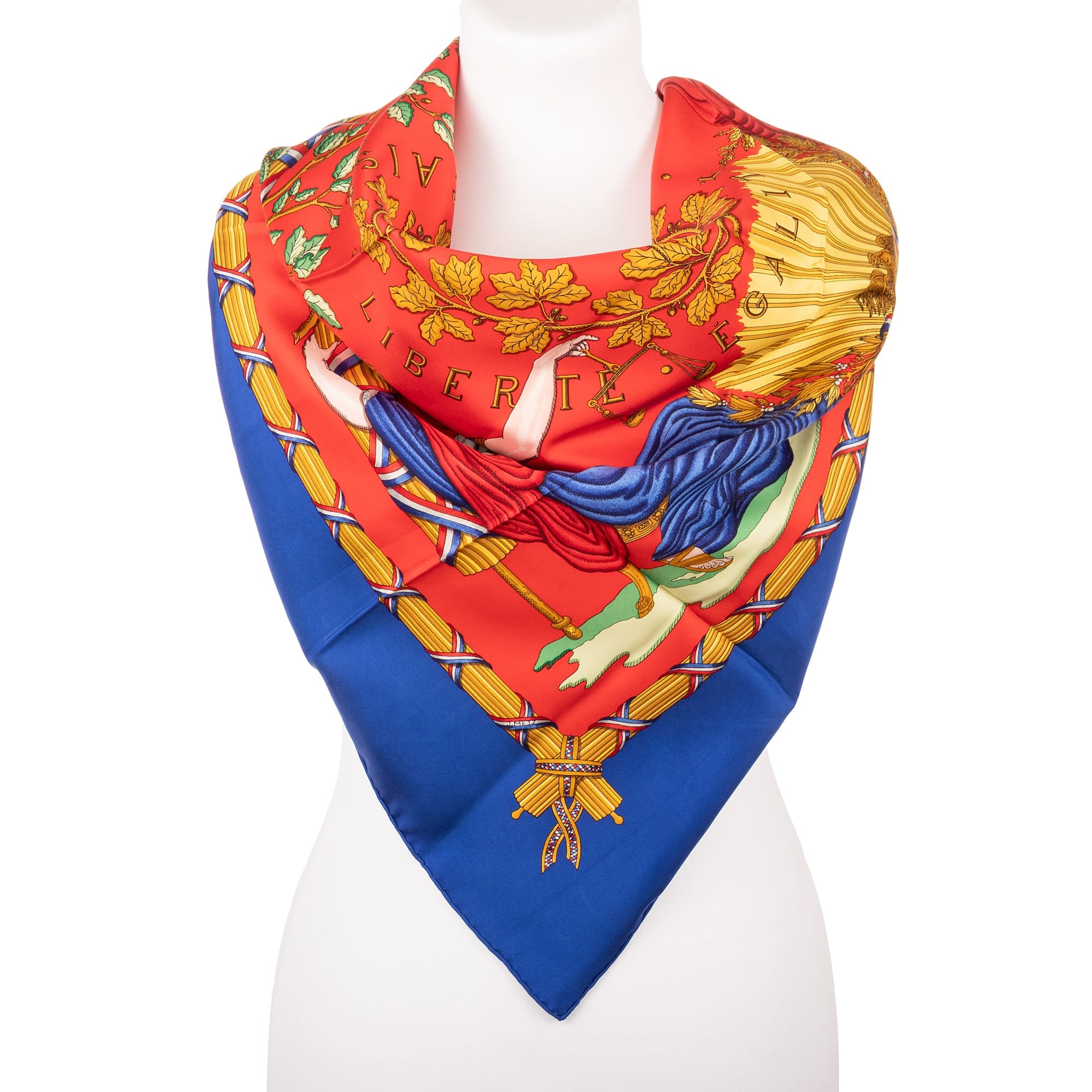 Hermès Hermès Blue/Red/Gold Silk Scarf ABC2330