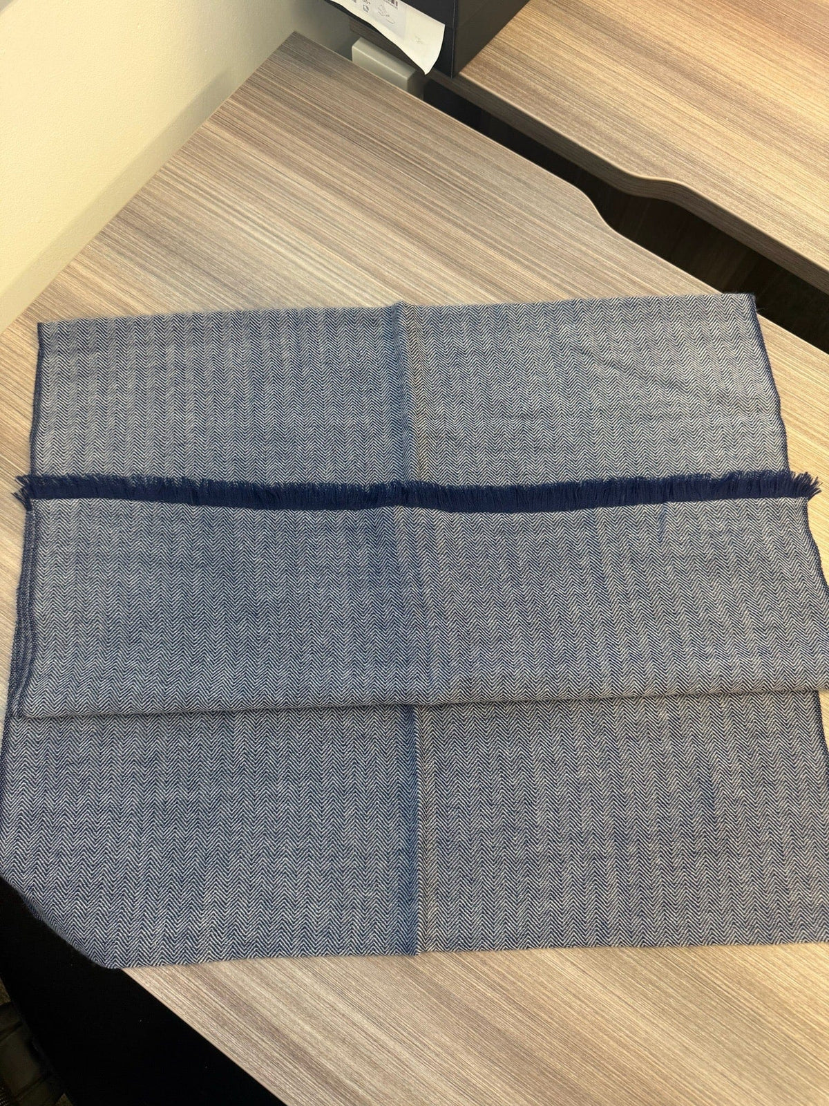Hermès Hermès Cashmere Scarf - Navy & Grey Herringbone