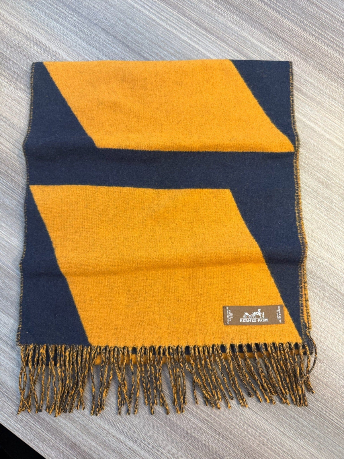 Hermès Hermès Cashmere Scarf - Orange & Navy
