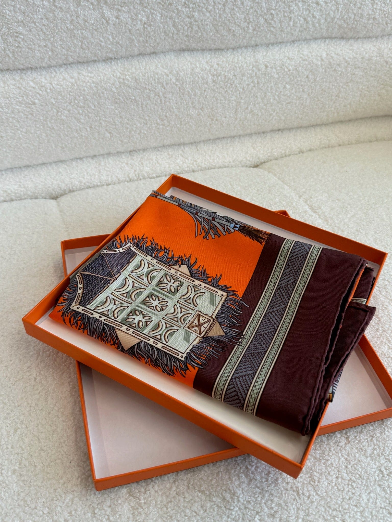 Hermes Hermes Cuirs du Desert Silk Scarf 90