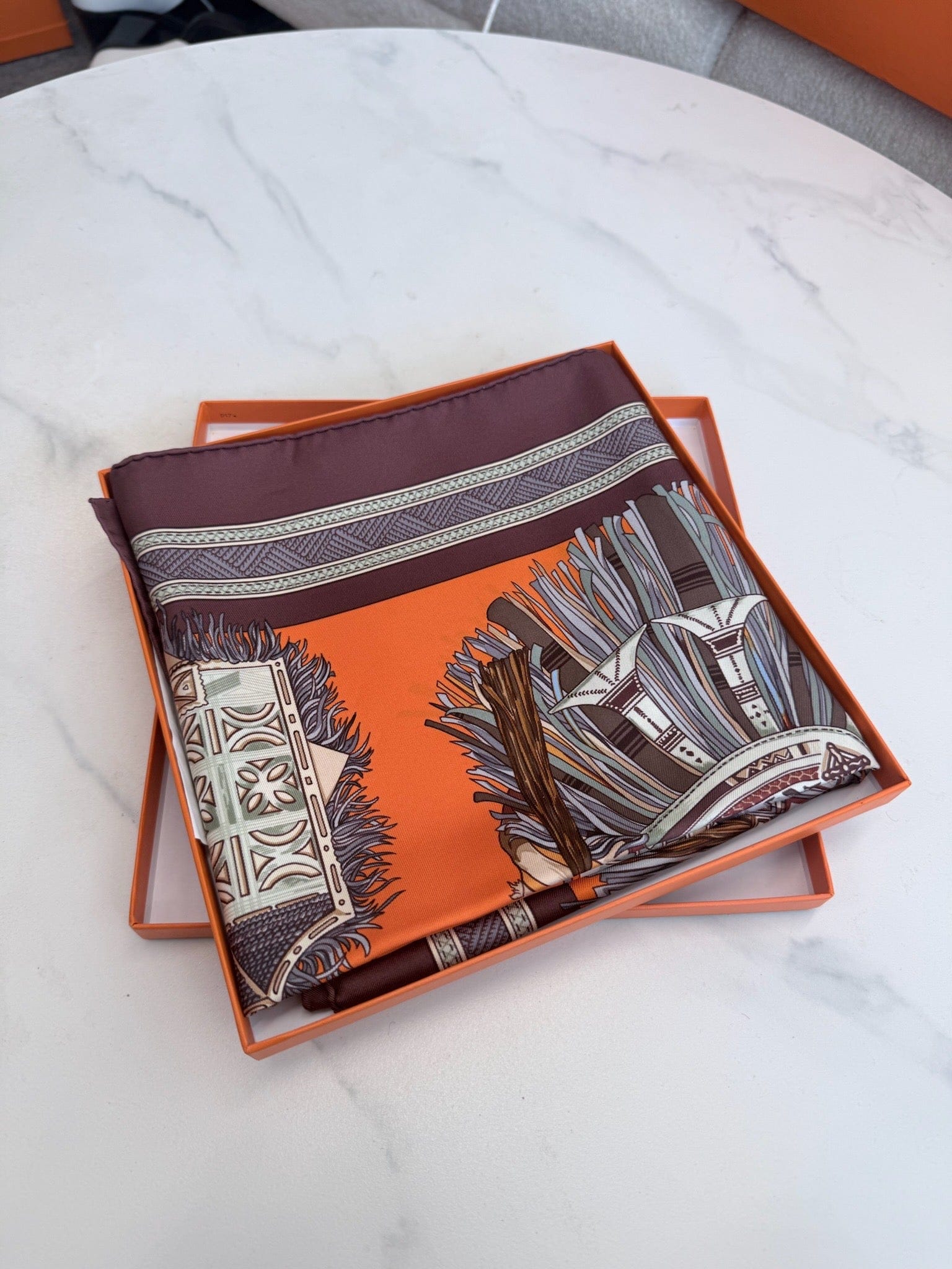 Hermes Hermes Cuirs du Desert Silk Scarf 90