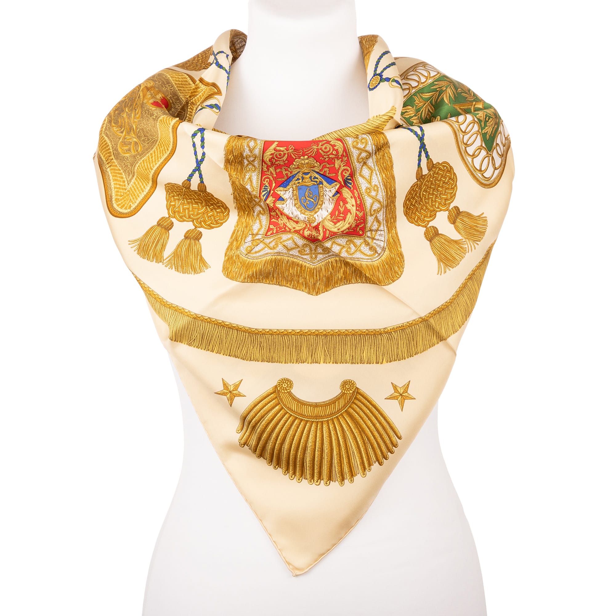 Hermès Hermès Yellow/Beige Silk Scarf ABC2245