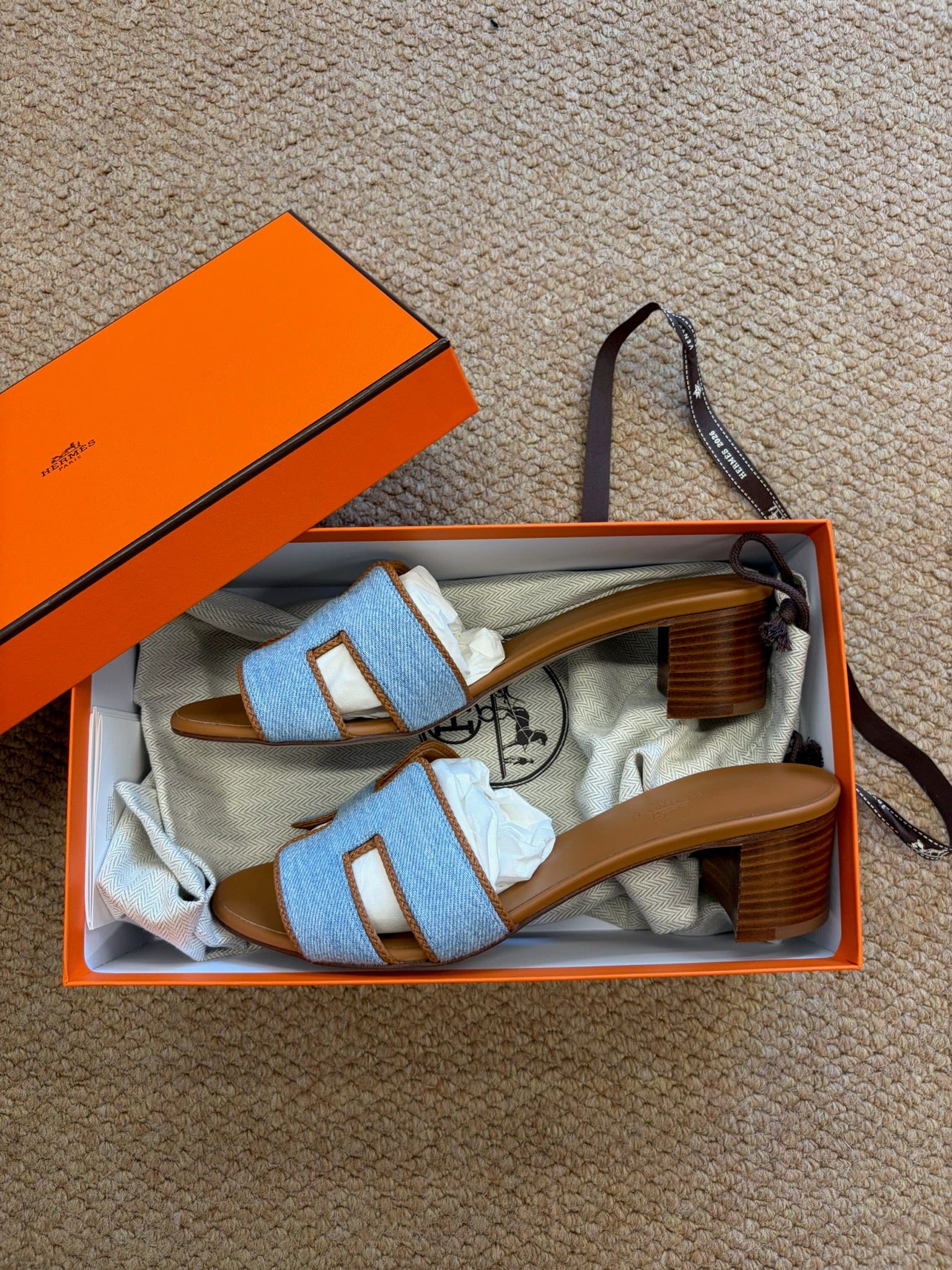 Hermes Jane Oran high heel sandal denim blue size 39 detail 3