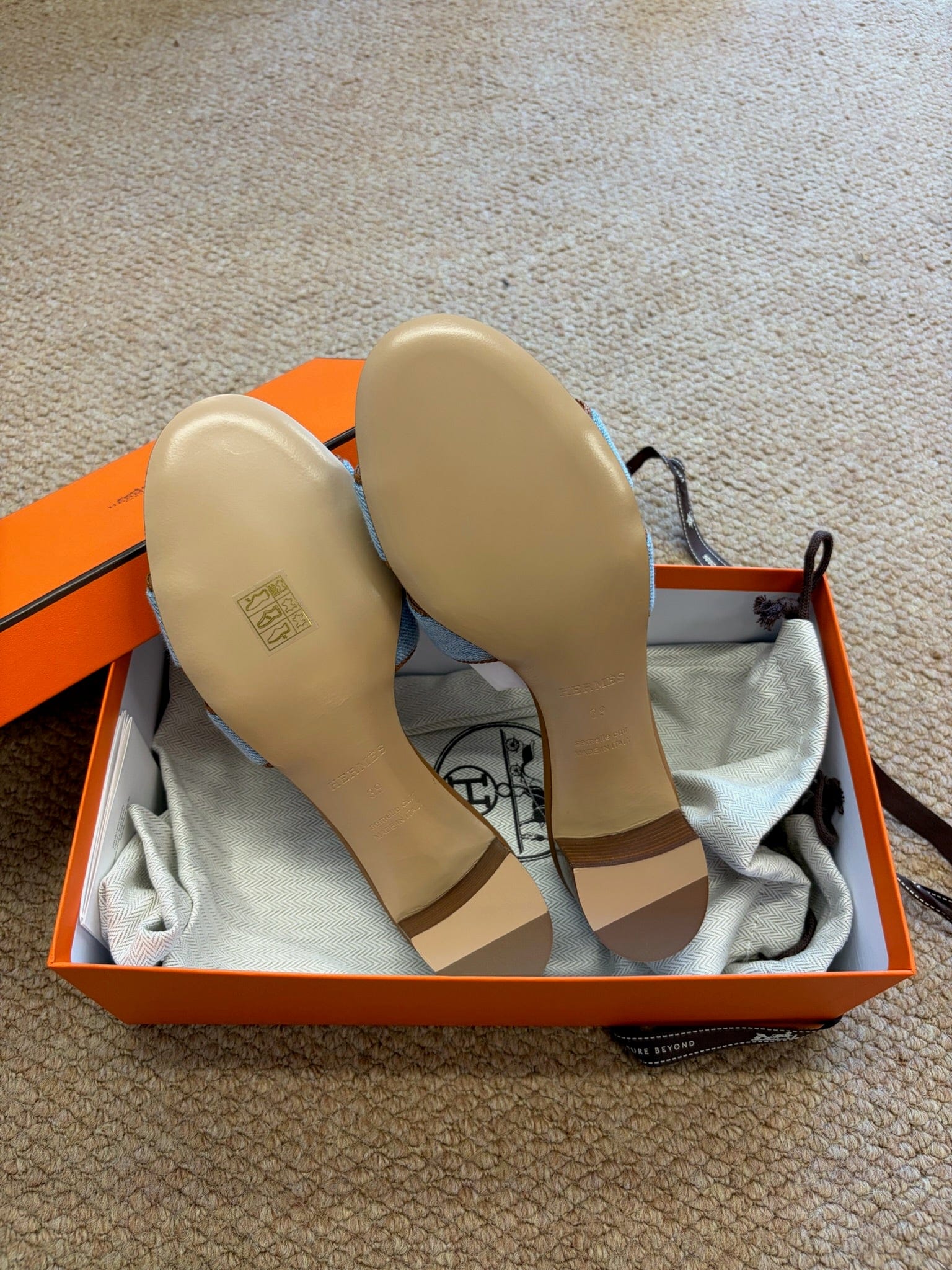 Hermes Jane Oran high heel sandal denim blue size 39 detail 5