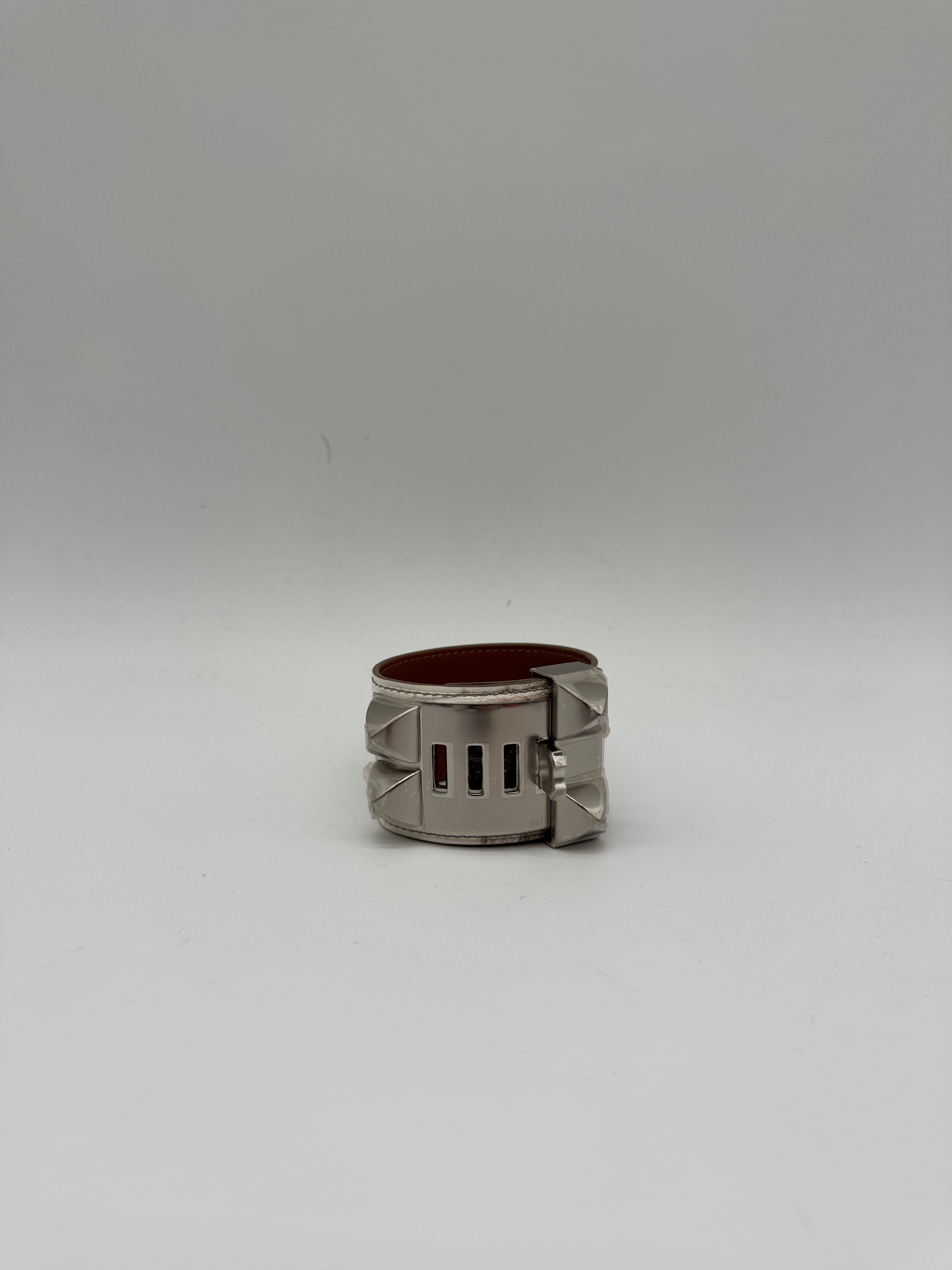 Hermès Hermès Collier de Chien Bracelet Himalaya Crocodile Blanc Palladium Hardware