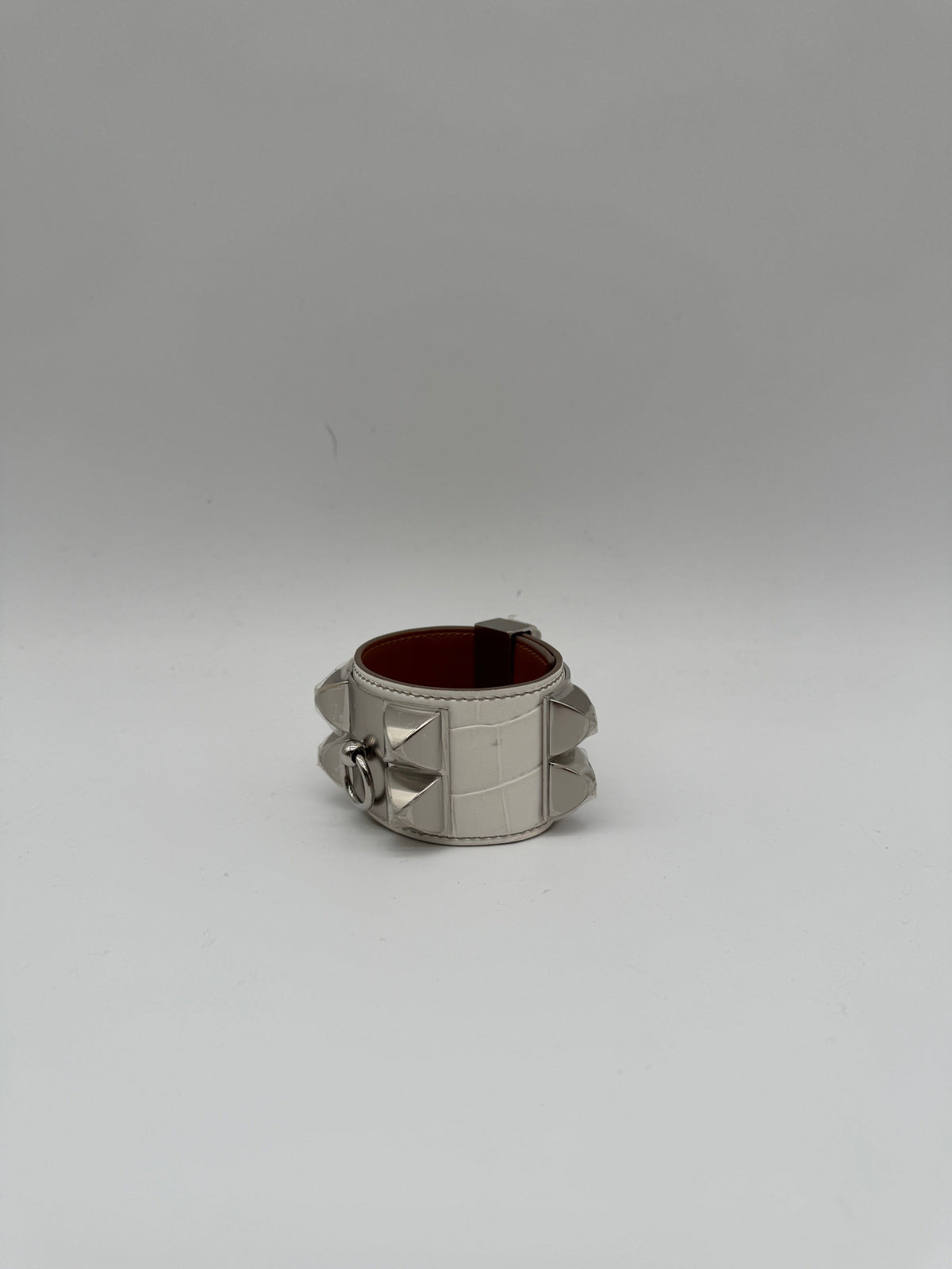 Hermès Hermès Collier de Chien Bracelet Himalaya Crocodile Blanc Palladium Hardware