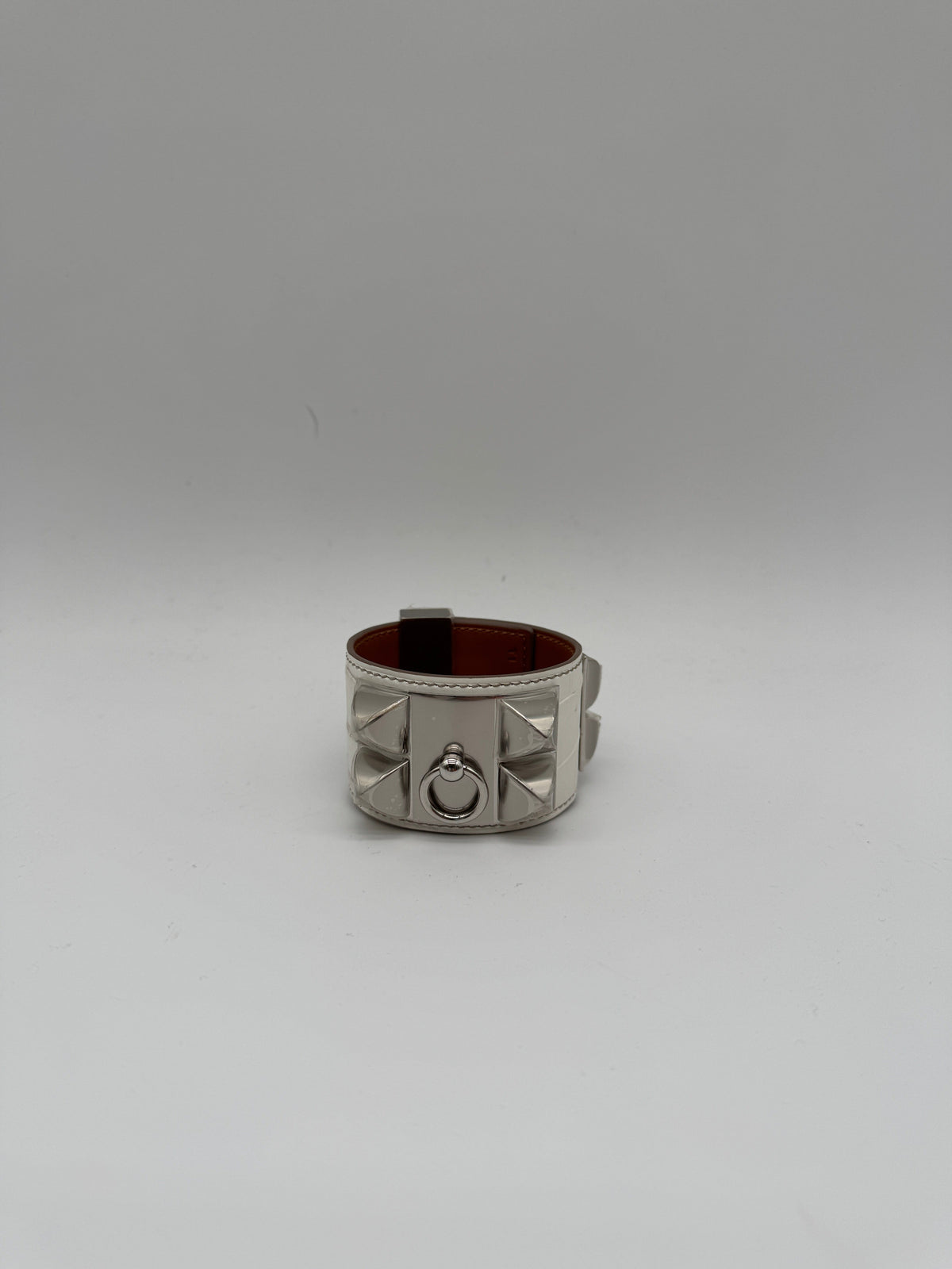Hermès Hermès Collier de Chien Bracelet Himalaya Crocodile Blanc Palladium Hardware