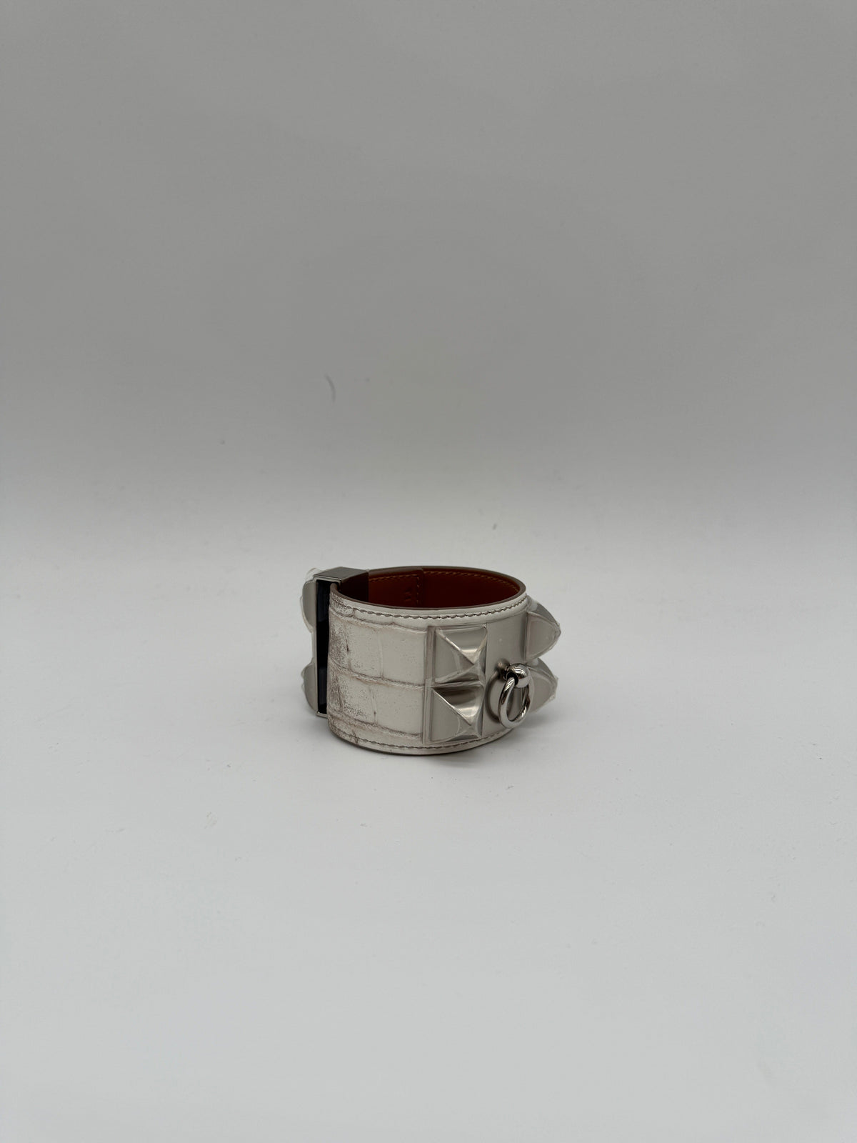 Hermès Hermès Collier de Chien Bracelet Himalaya Crocodile Blanc Palladium Hardware