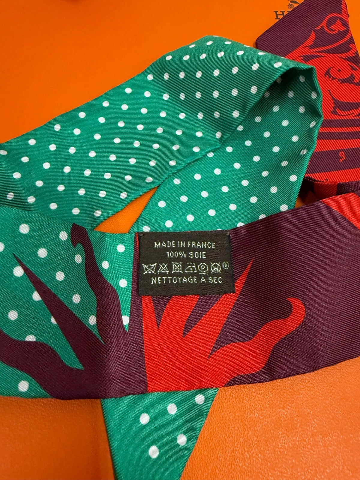 Hermès Twilly - Green Polka Dot & Red Print image 4