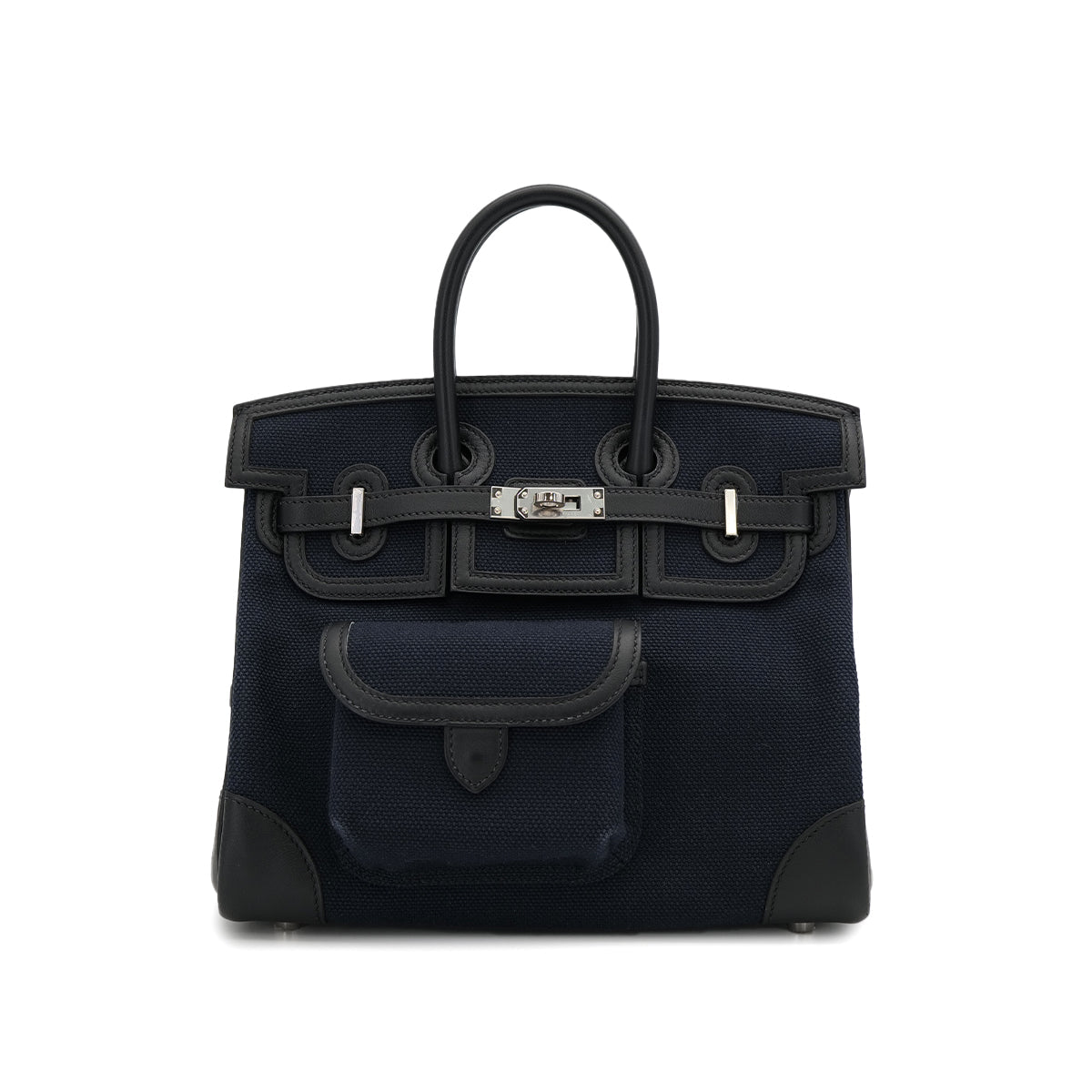 HERMES BIRKIN 25 CARGO BLUE MARINE BALCK VEAU SWIFT TOILE H HAND BAG 2020 Y PALLADIUM HARDWARE 90312704