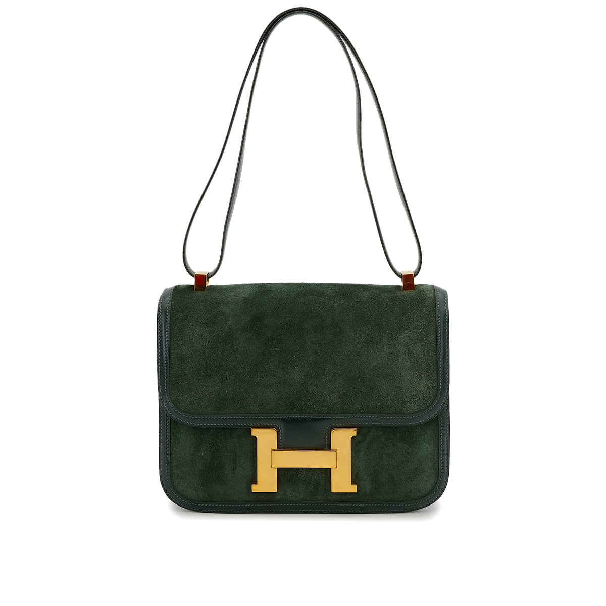 HERMES CONSTANCE 23 VERT DEBRIS SHOULDER BAG 1981 CIRCLE K GOLD HARDWARE 90312925