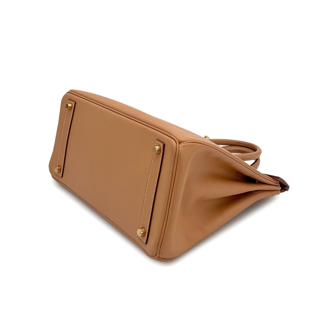 HERMES HAUT A COURROIES 32 NATUREL COUCHEVEL HAND BAG 1998 SQUARE B GOLD HARDWARE 90312522