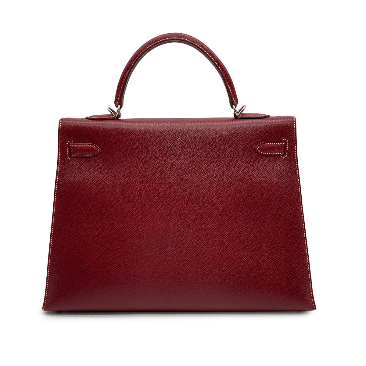 HERMES KELLY 35 SELLIER ROUGE H LISSE HAND BAG 2001 SQUARE E GOLD HARDWARE 90312520