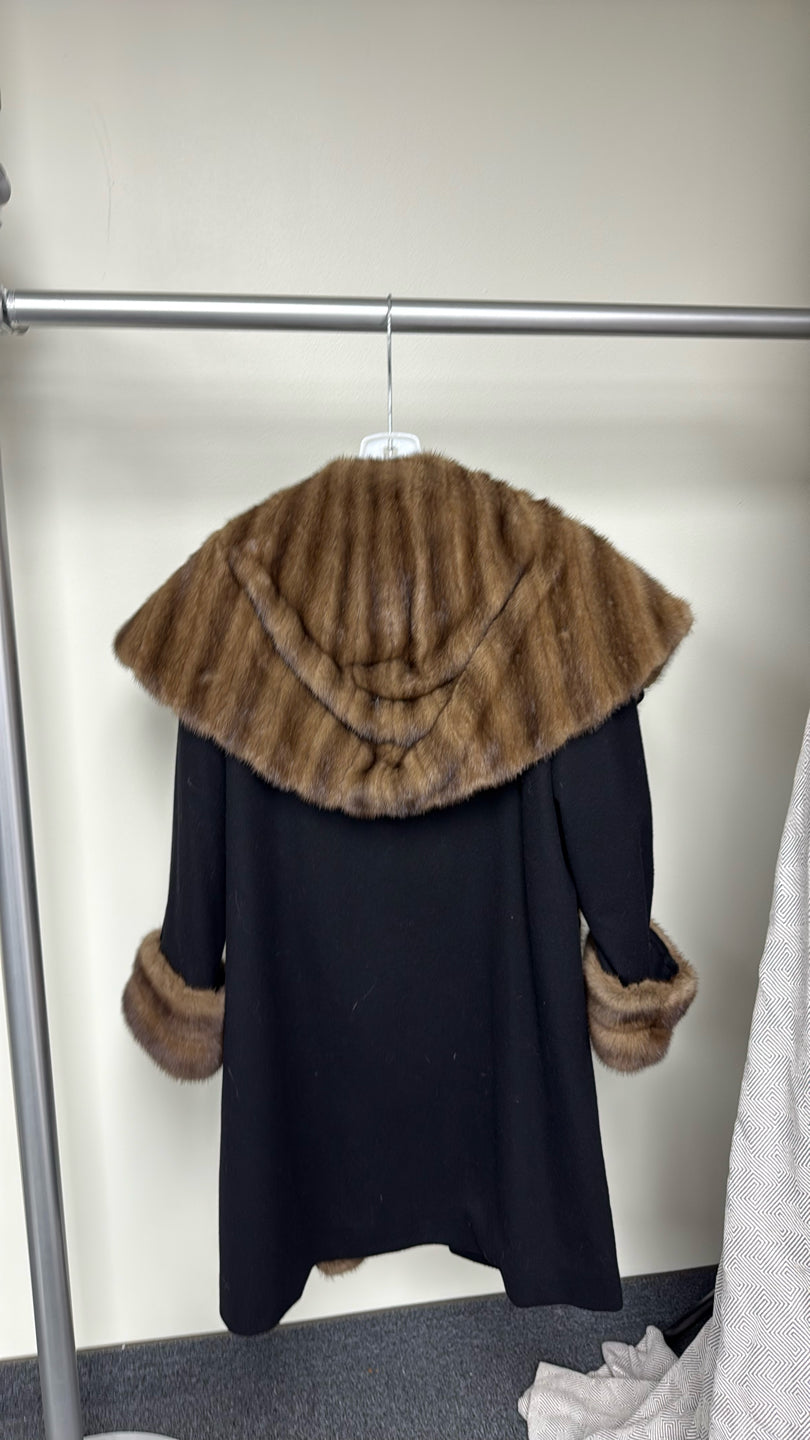 J. MENDEL BLACK CASHMERE AND LUNARAINE MINK STROLLER Black