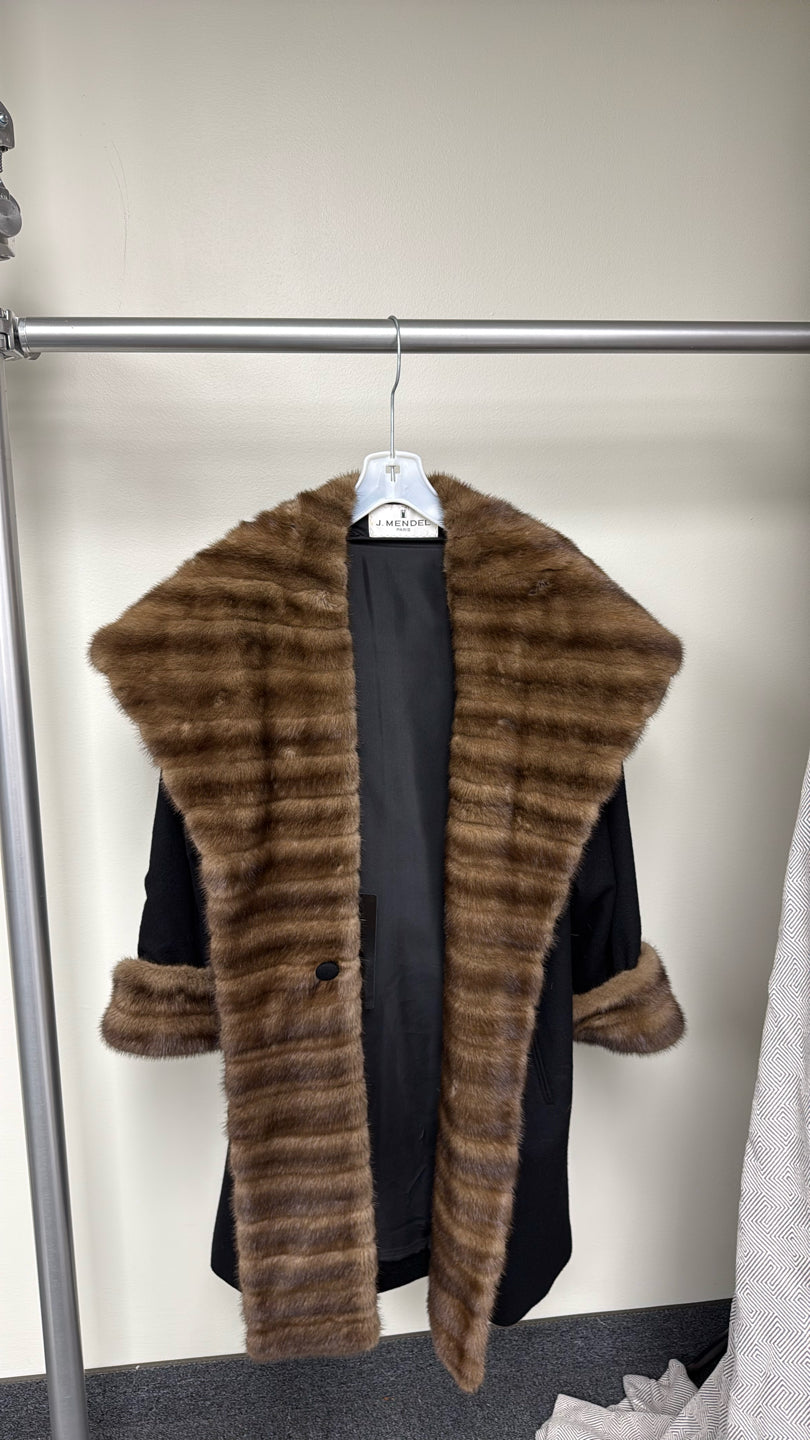 J. MENDEL BLACK CASHMERE AND LUNARAINE MINK STROLLER Black