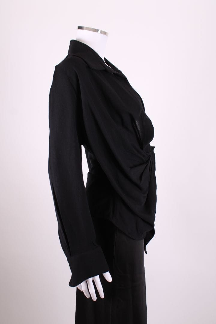 Jacquemus Jacquemus L/S Low V Neck Blouse Black 6