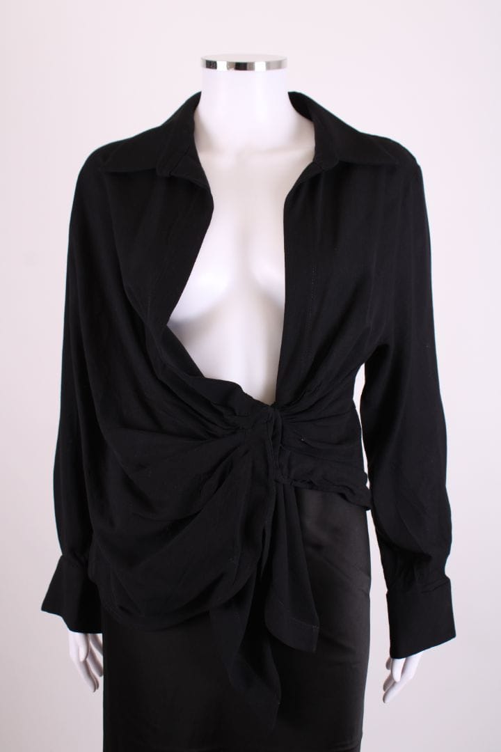 Jacquemus Jacquemus L/S Low V Neck Blouse Black 6