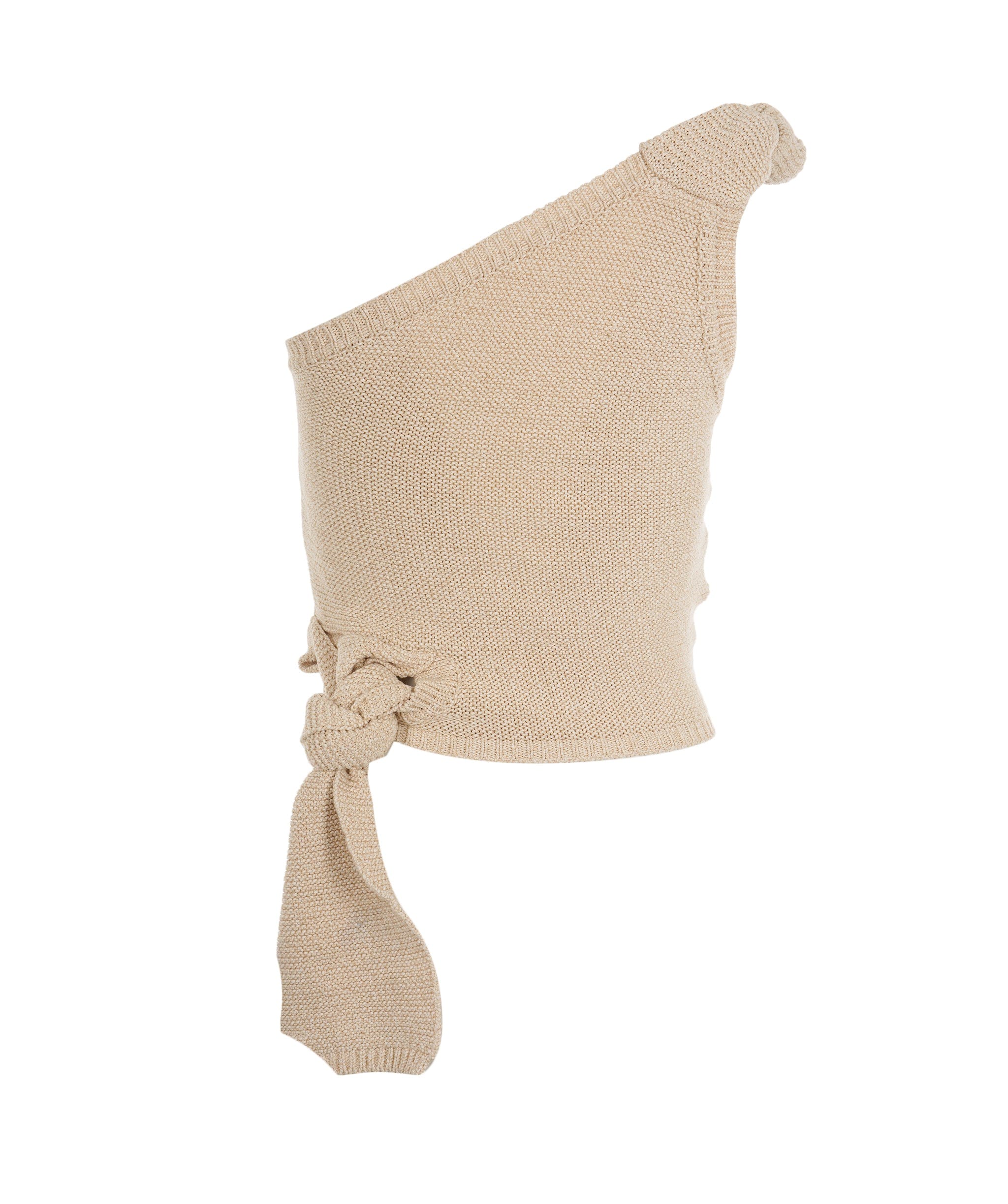 Jacquemus Jacquemus Beige Knit One Shoulder Knot Tie Top ALC1987