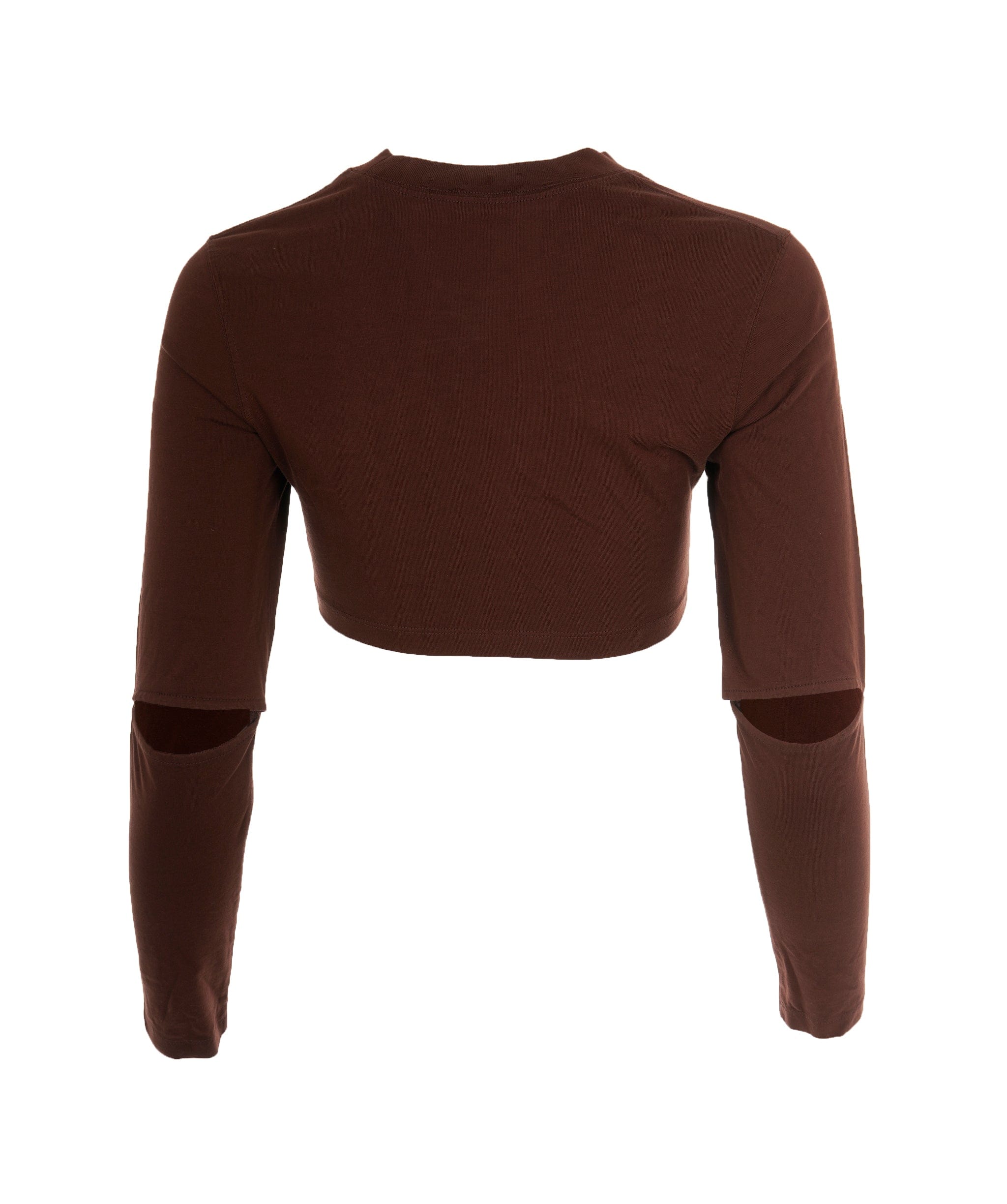 Jacquemus Jacquemus Brown Cotton Logo "Le T-Shirt" Long Sleeve Crop Top ALC1985
