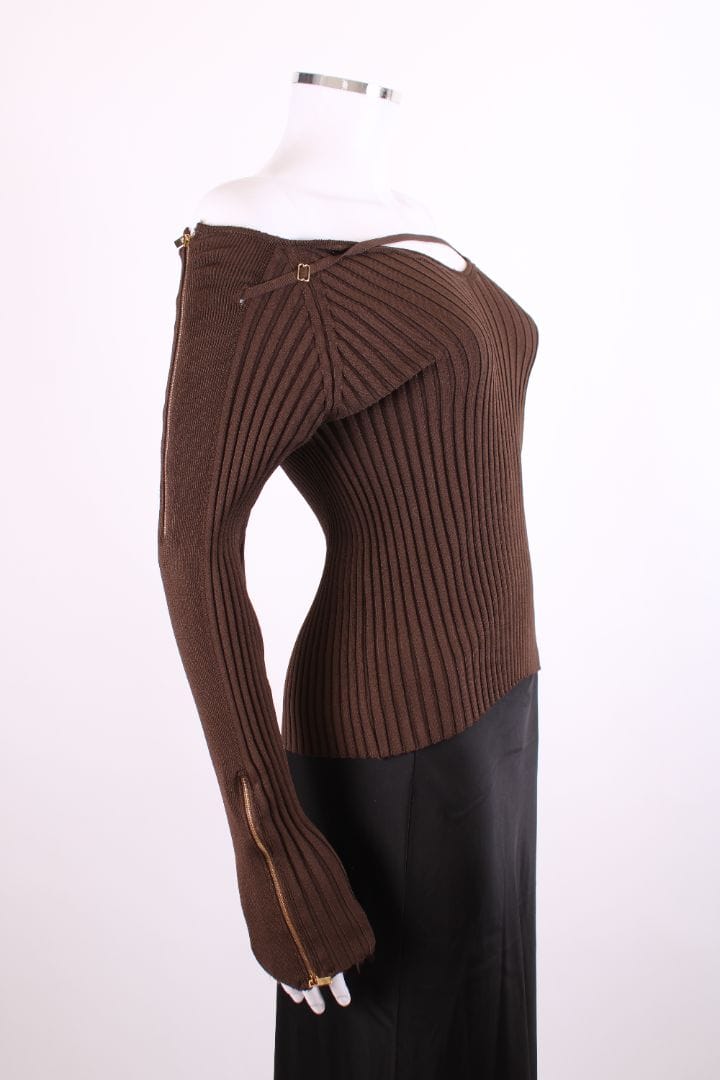 Jacquemus Jacquemus L/S Ribbed Top Brown 10