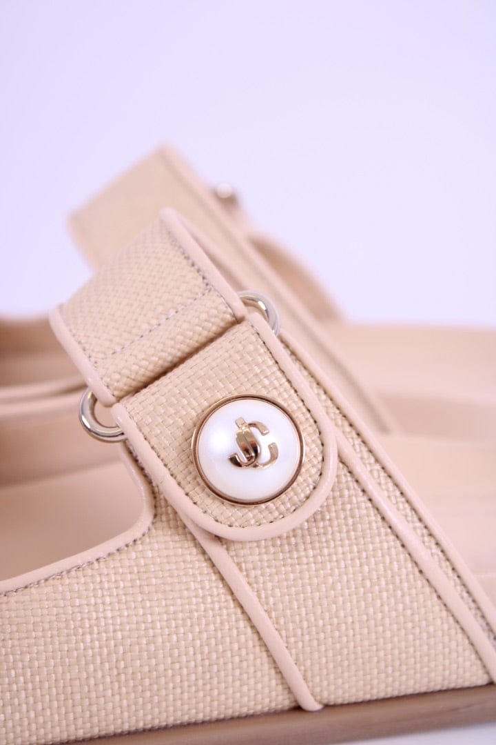 Jimmy Choo Jimmy Choo Fayence Raffia Sandal Cream 38