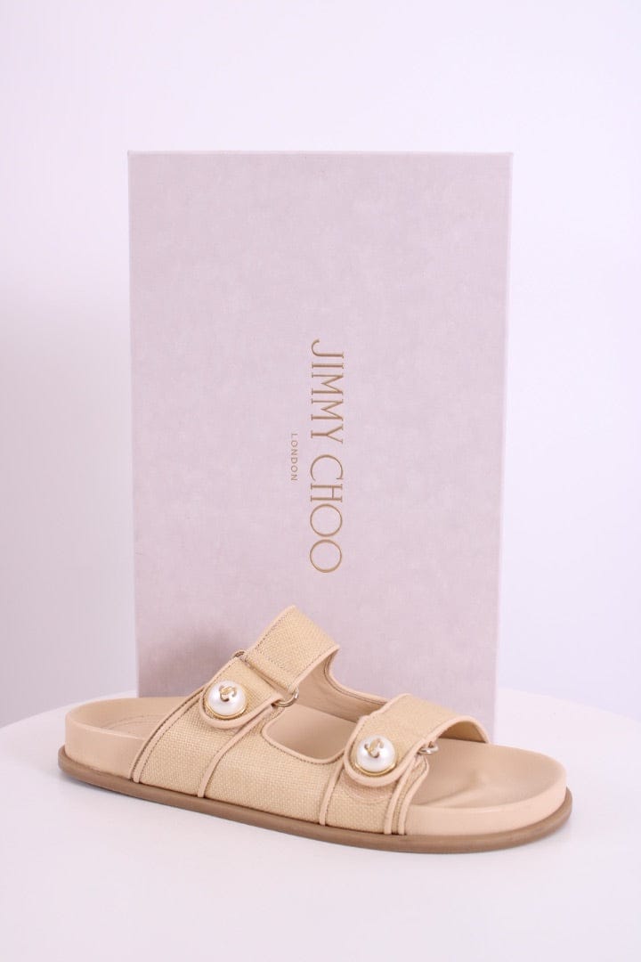 Jimmy Choo Jimmy Choo Fayence Raffia Sandal Cream 38