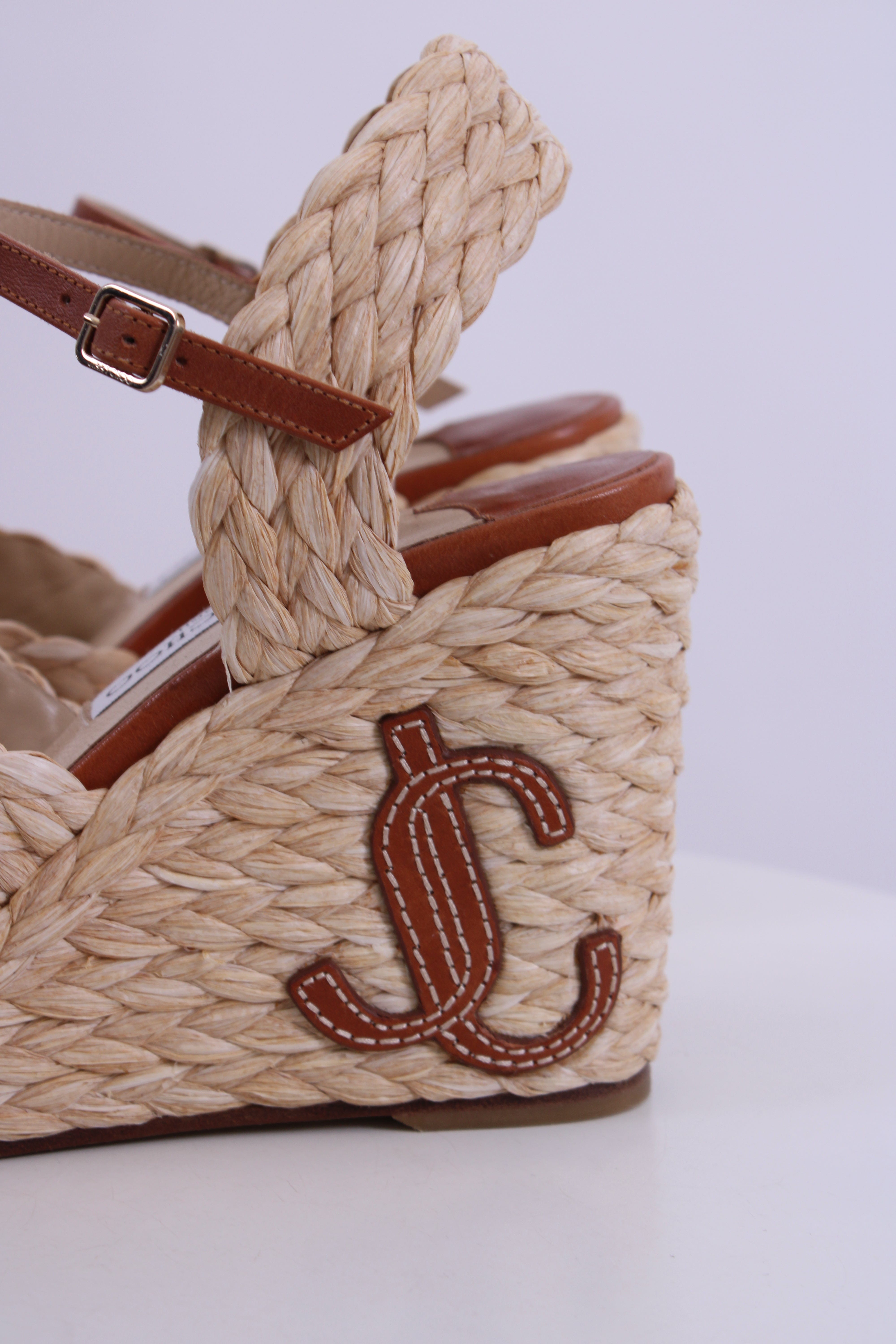Jimmy Choo Jimmy Choo Rope Heel Wedges Tan 37.5