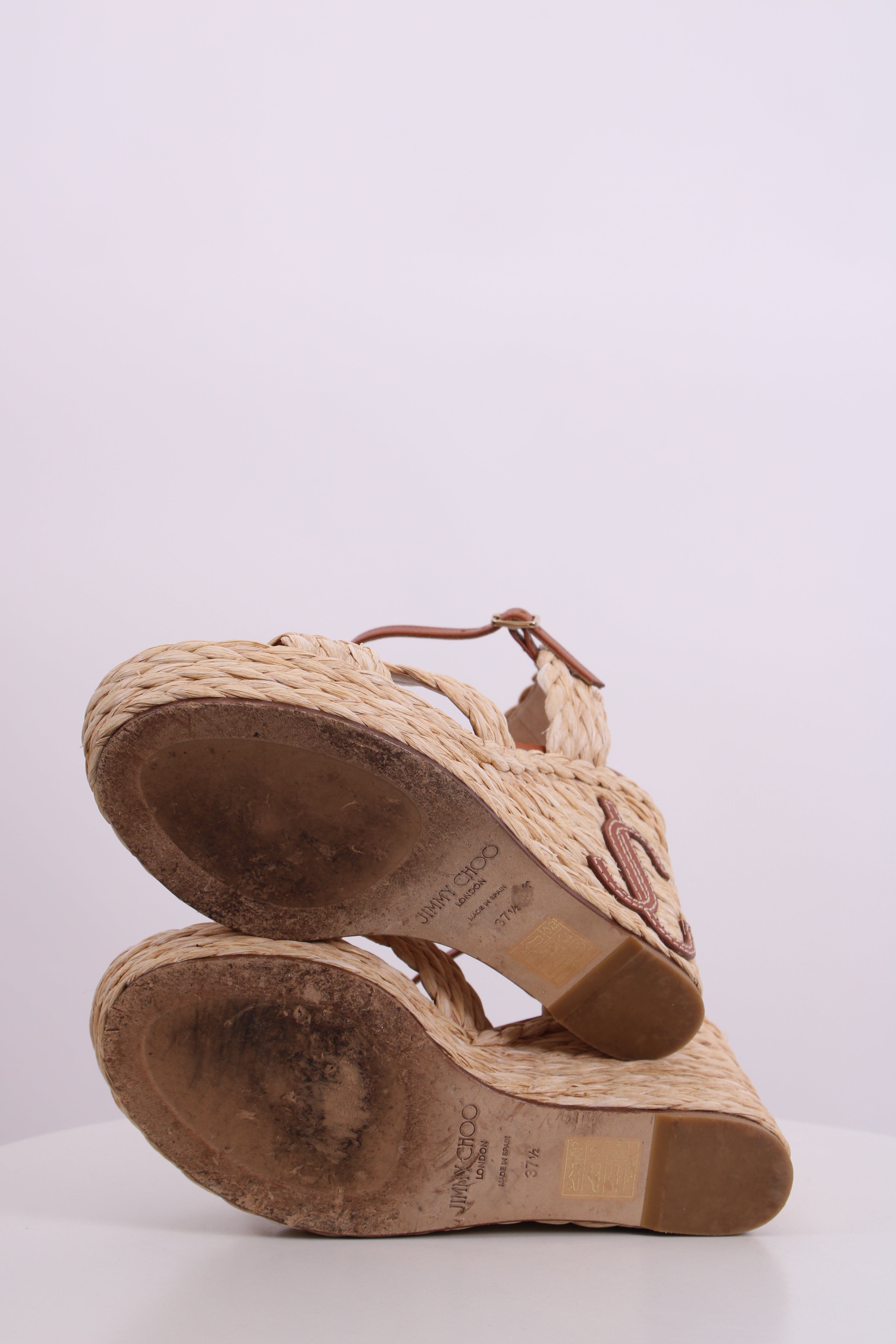 Jimmy Choo Jimmy Choo Rope Heel Wedges Tan 37.5