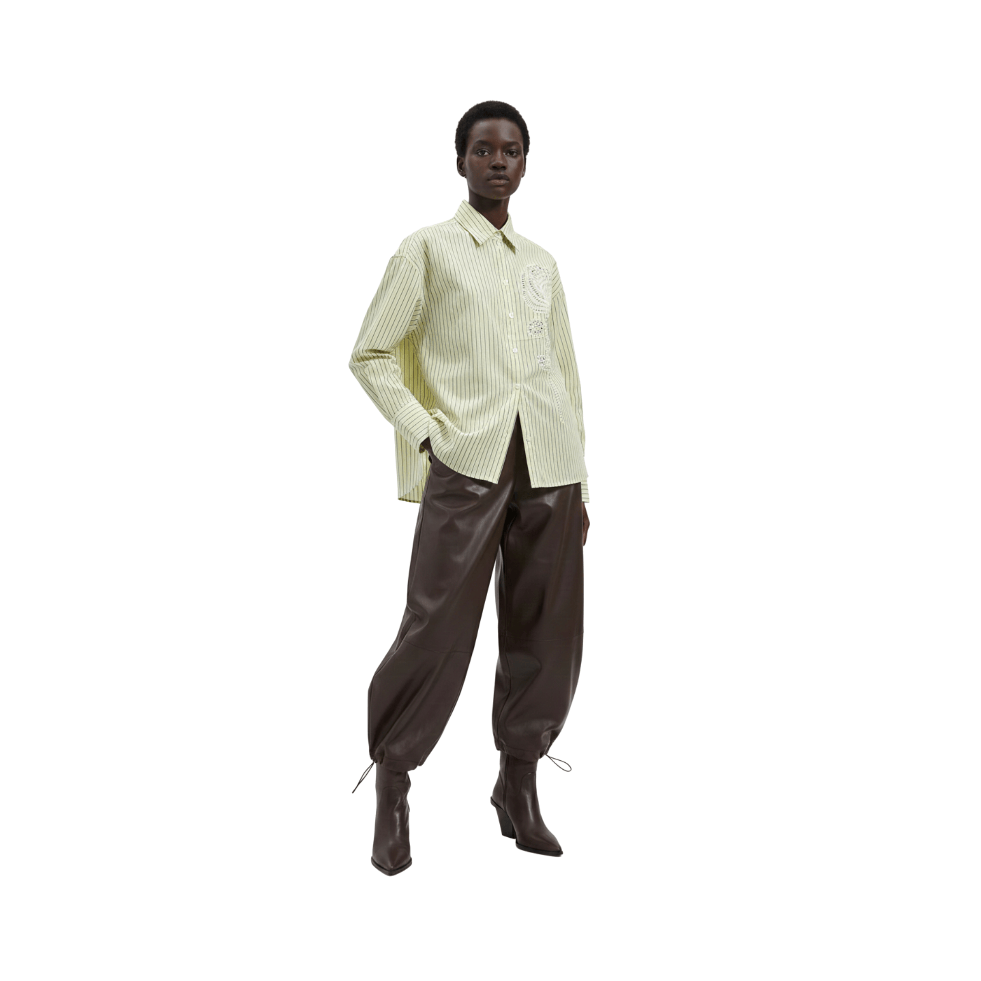 JOIE CLAIR ROSE EMBROIDERED STRIPE SHIRT (فستان)"PIA"