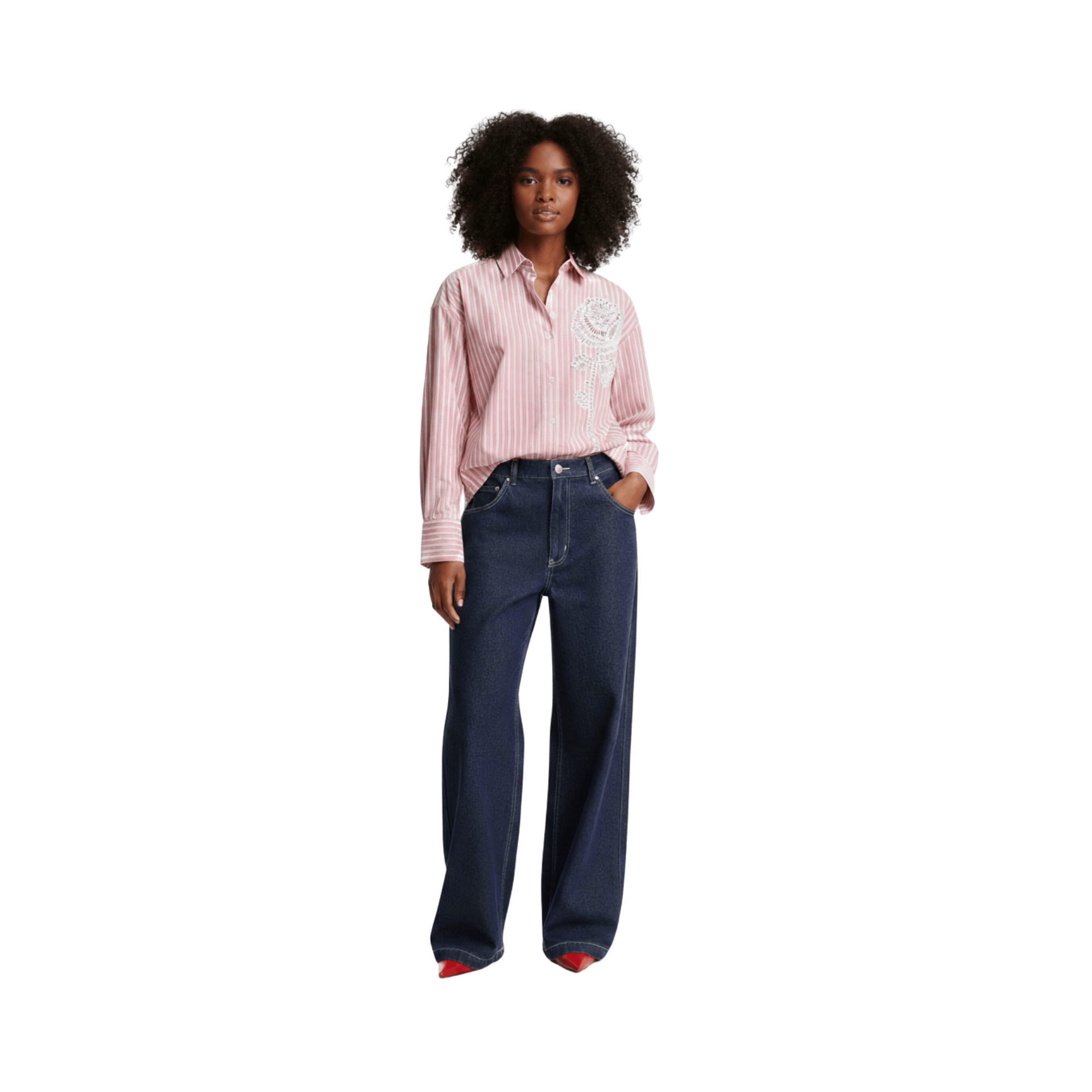 JOIE CLAIR ROSE EMBROIDERED STRIPE SHIRT (فستان)"PIA"