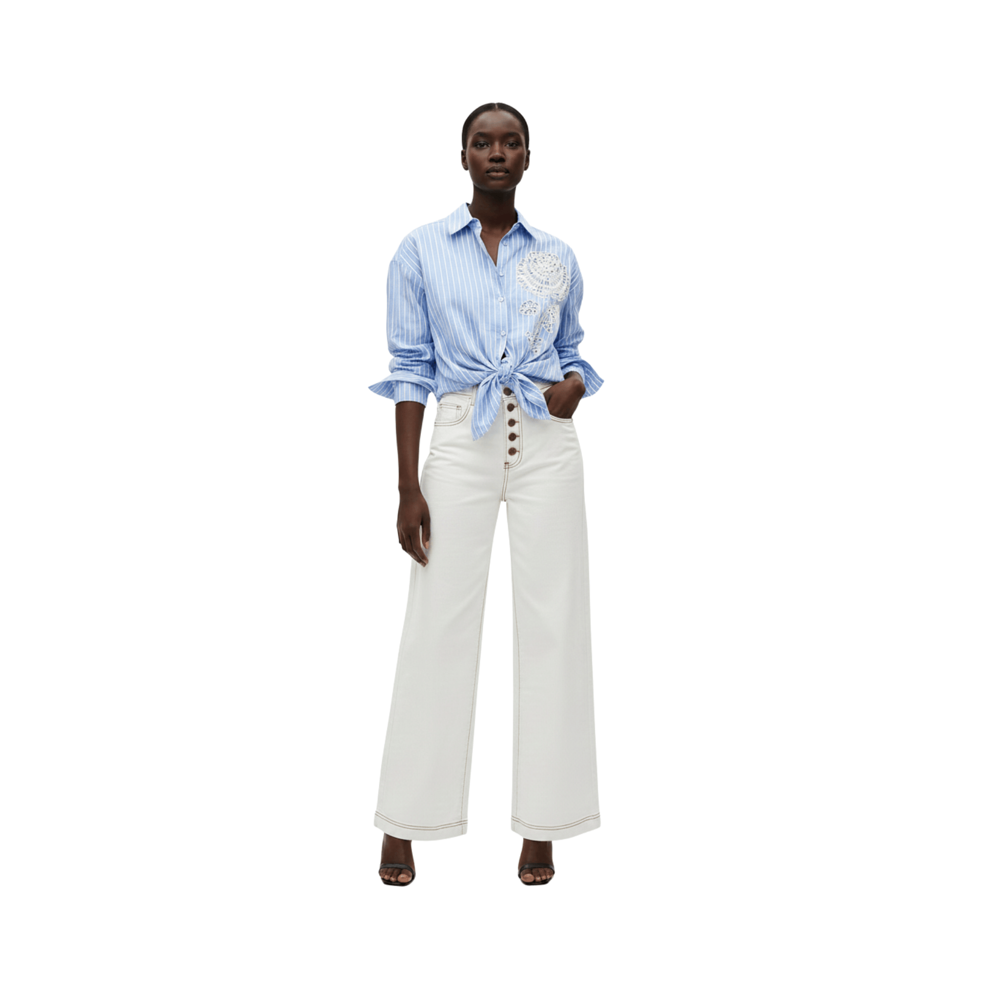 JOIE CLAIR ROSE EMBROIDERED STRIPE SHIRT (فستان)"PIA"