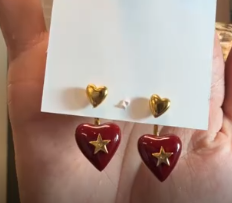 Christian Dior Heart Drop Earrings Red
