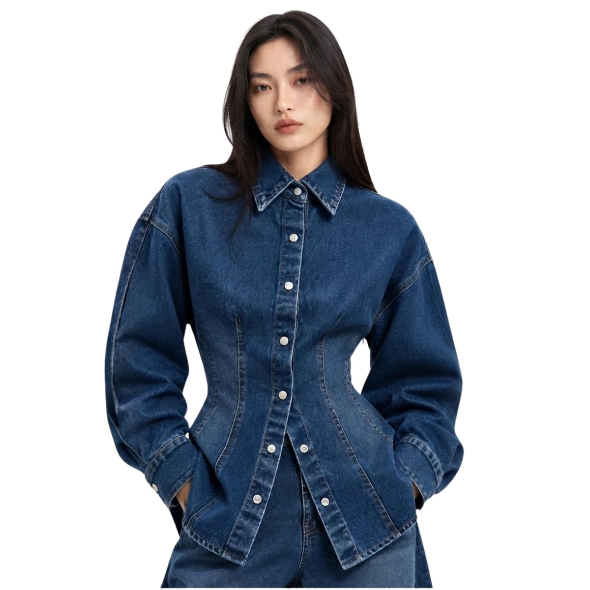 K-FASHION SCULPTED DENIM SHIRT (قميص) “ANECHKA”