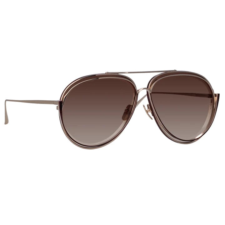 Linda Farrow FRANCISCO AVIATOR SUNGLASSES IN LIGHT GOLD ANC1096