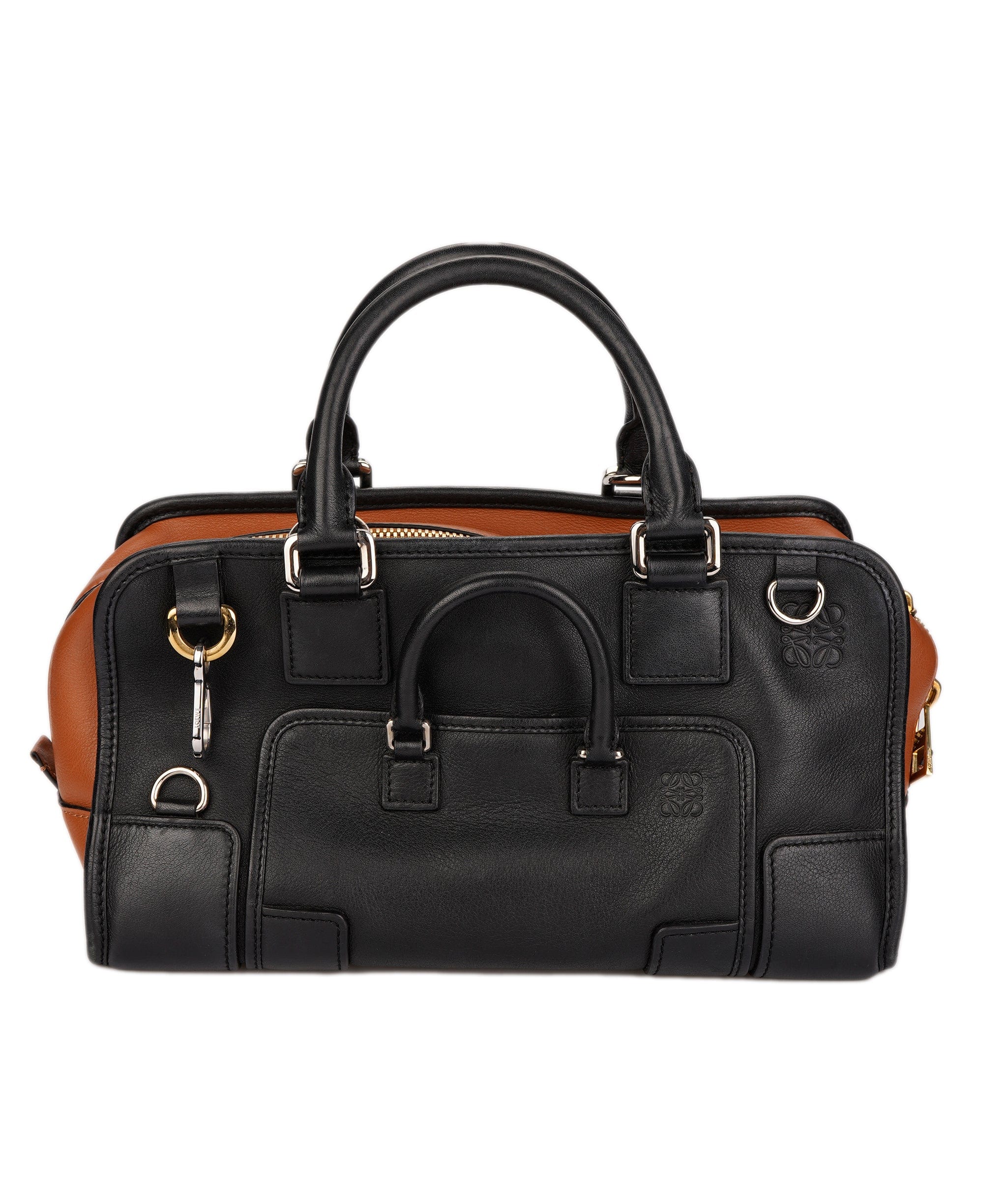 LOEWE Amazona 28 Multiplication Hand Bag Leather 2way Black Brown