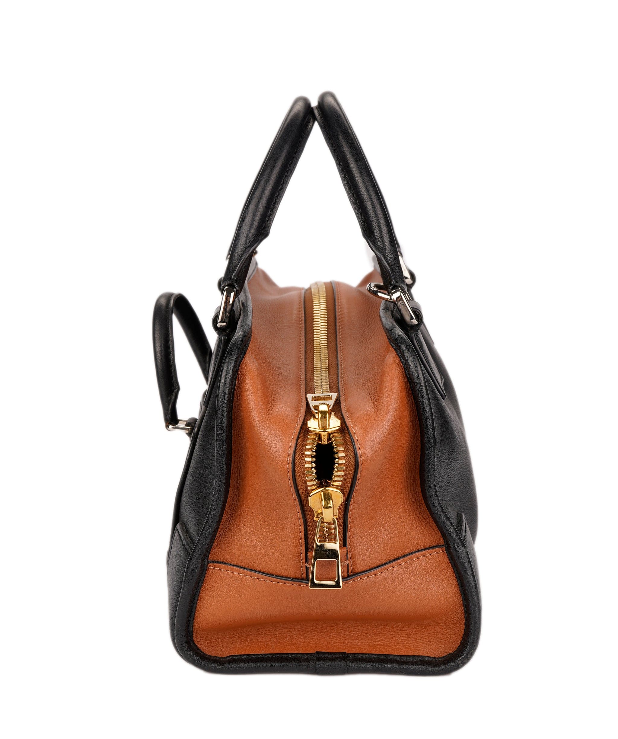 Loewe LOEWE Amazona 28 Multiplication Hand Bag Leather 2way Black Brown Auth 71072A DXBV0067