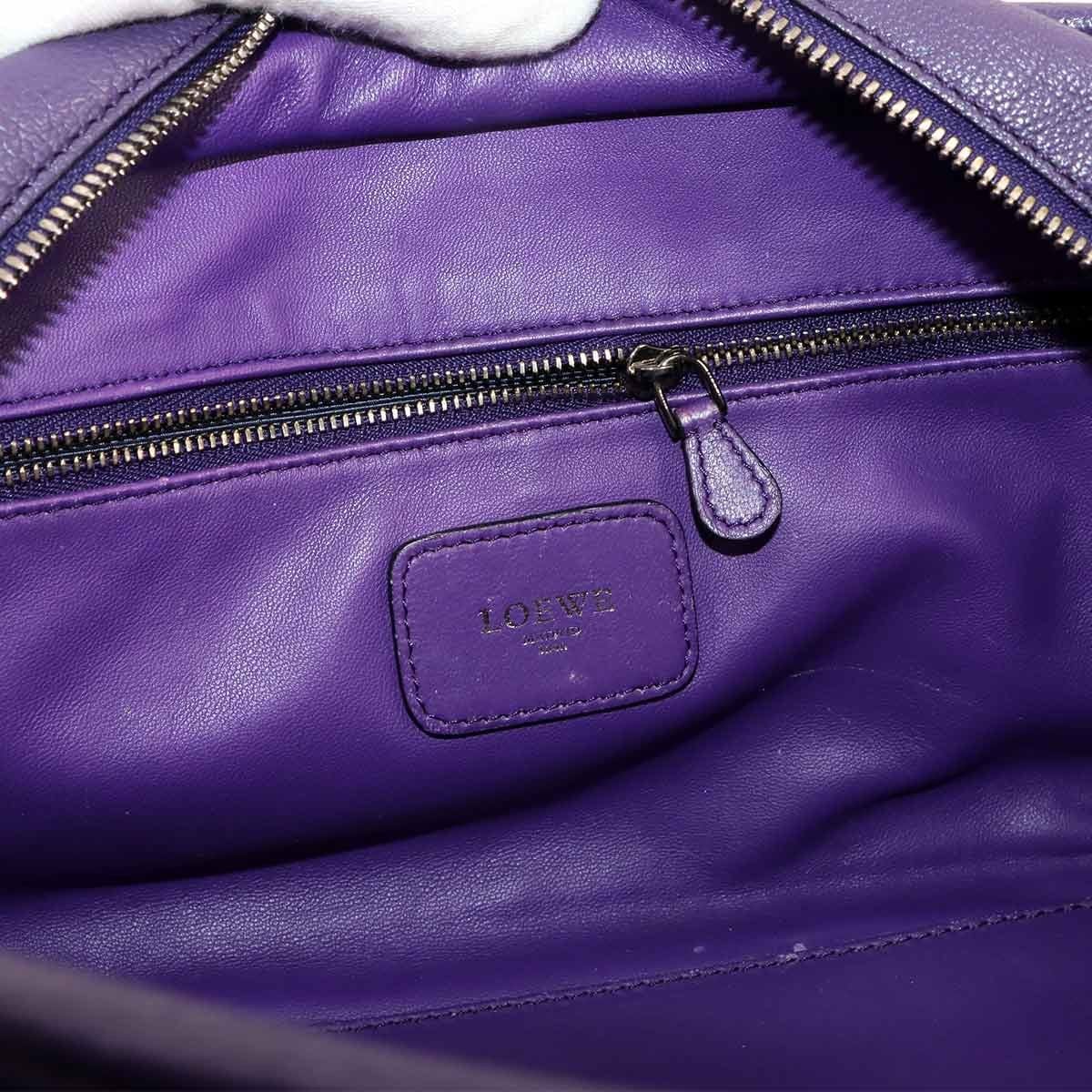 LOEWE LOEWE Amazona 28 Hand Bag Leather Purple Anagram Purse 90293479