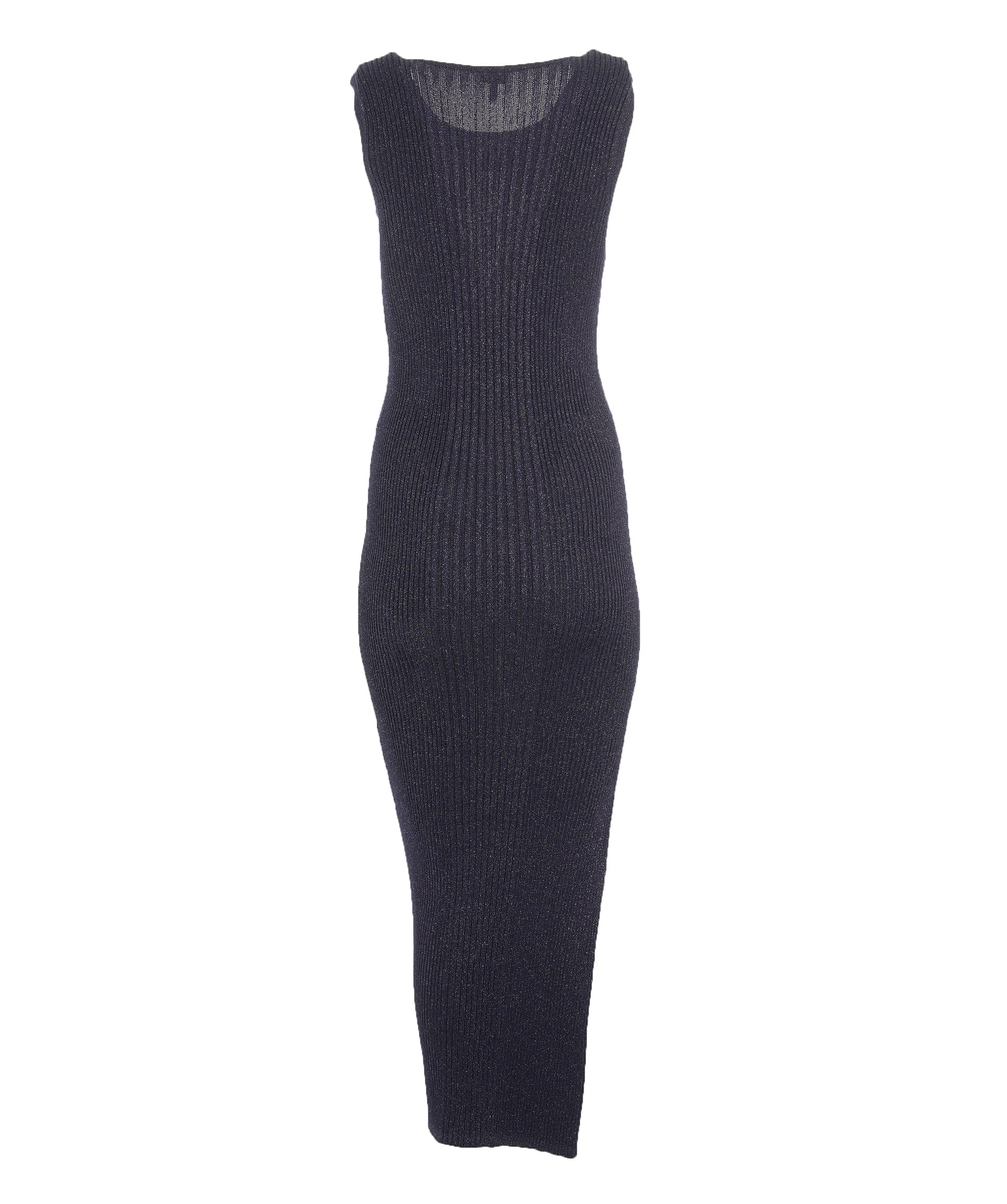 Loewe Loewe Navy Lurex Anagram Ribbed Tank Dress Large AKL0007