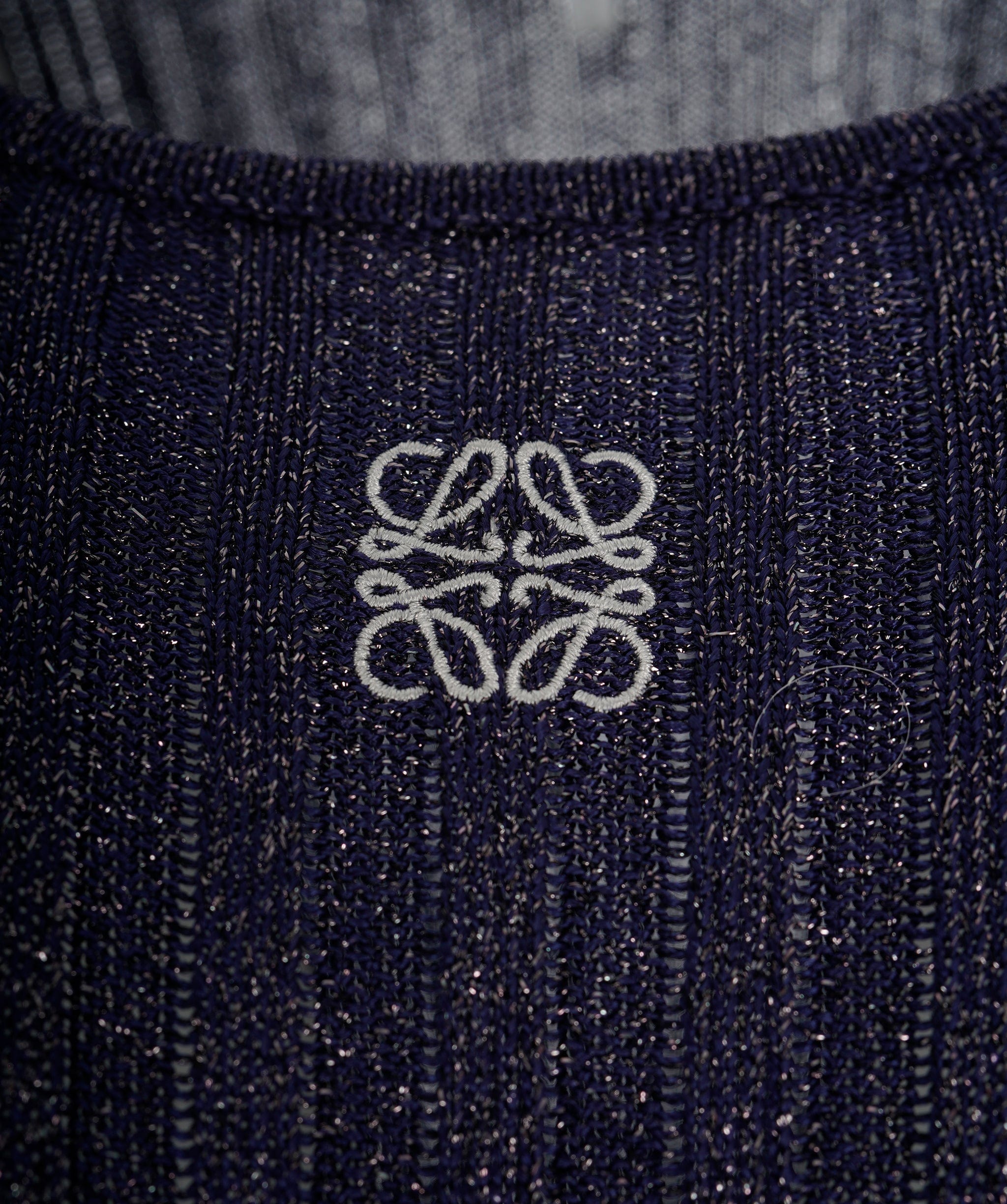 Loewe Loewe Navy Lurex Anagram Ribbed Tank Dress Large AKL0007
