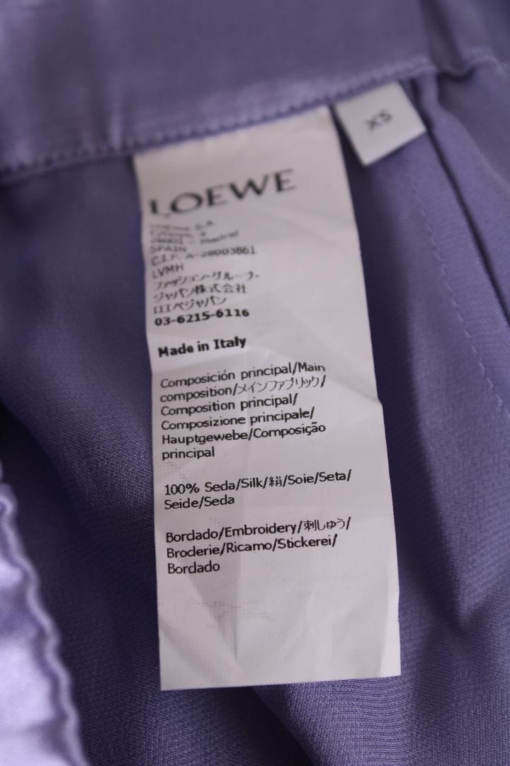 Loewe Loewe Silk satin pleated pants Lilac XS