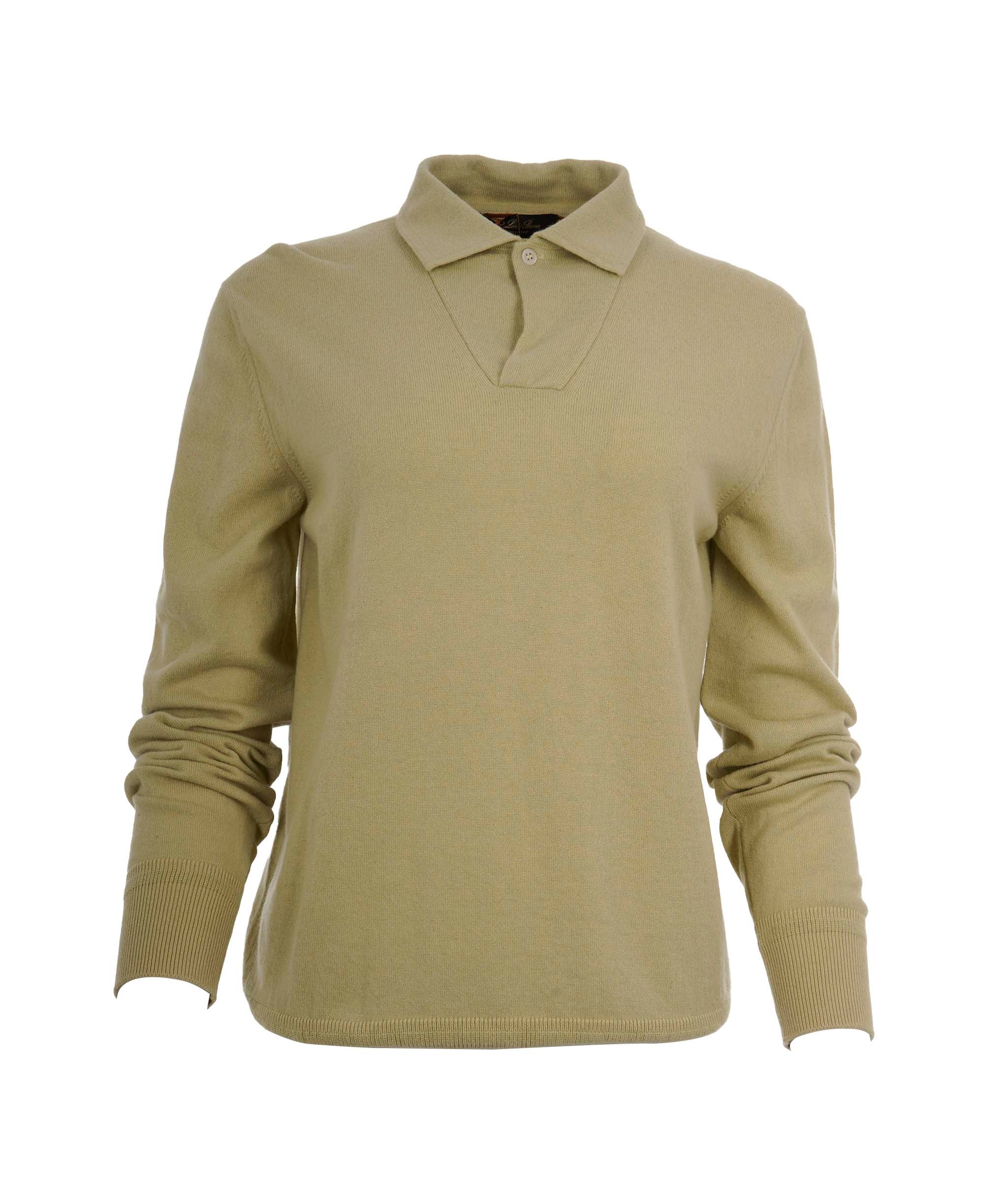 Loro Piana Loro Piana Cashmere Khaki Open Polo Size Medium AGC2171