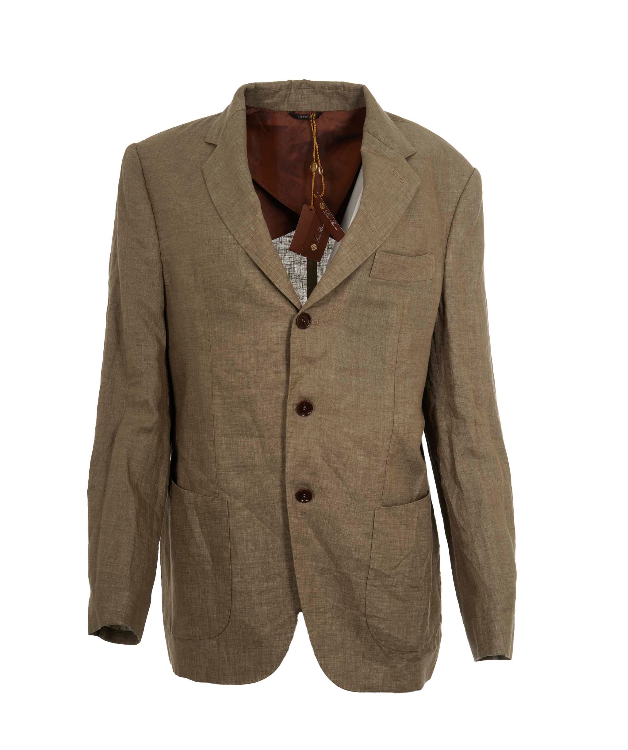 Loro Piana Loro Piana Khaki Green Linen Blazer Size 50 AGC2168