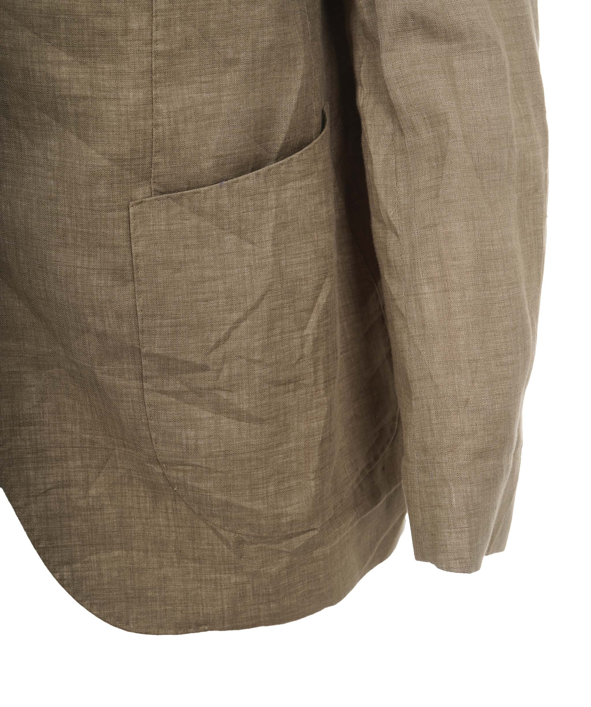 Loro Piana Loro Piana Khaki Green Linen Blazer Size 50 AGC2168