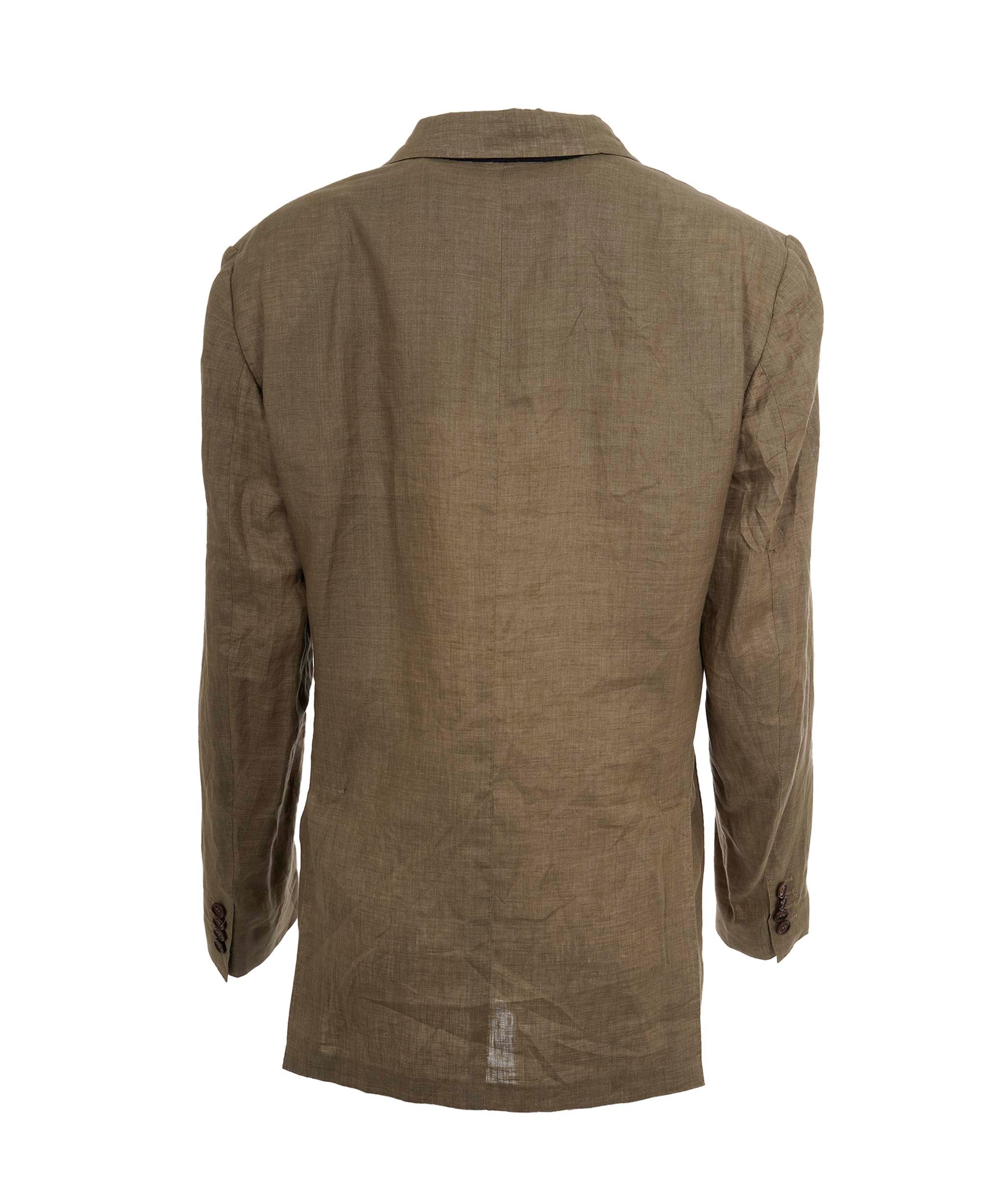 Loro Piana Loro Piana Khaki Green Linen Blazer Size 50 AGC2168